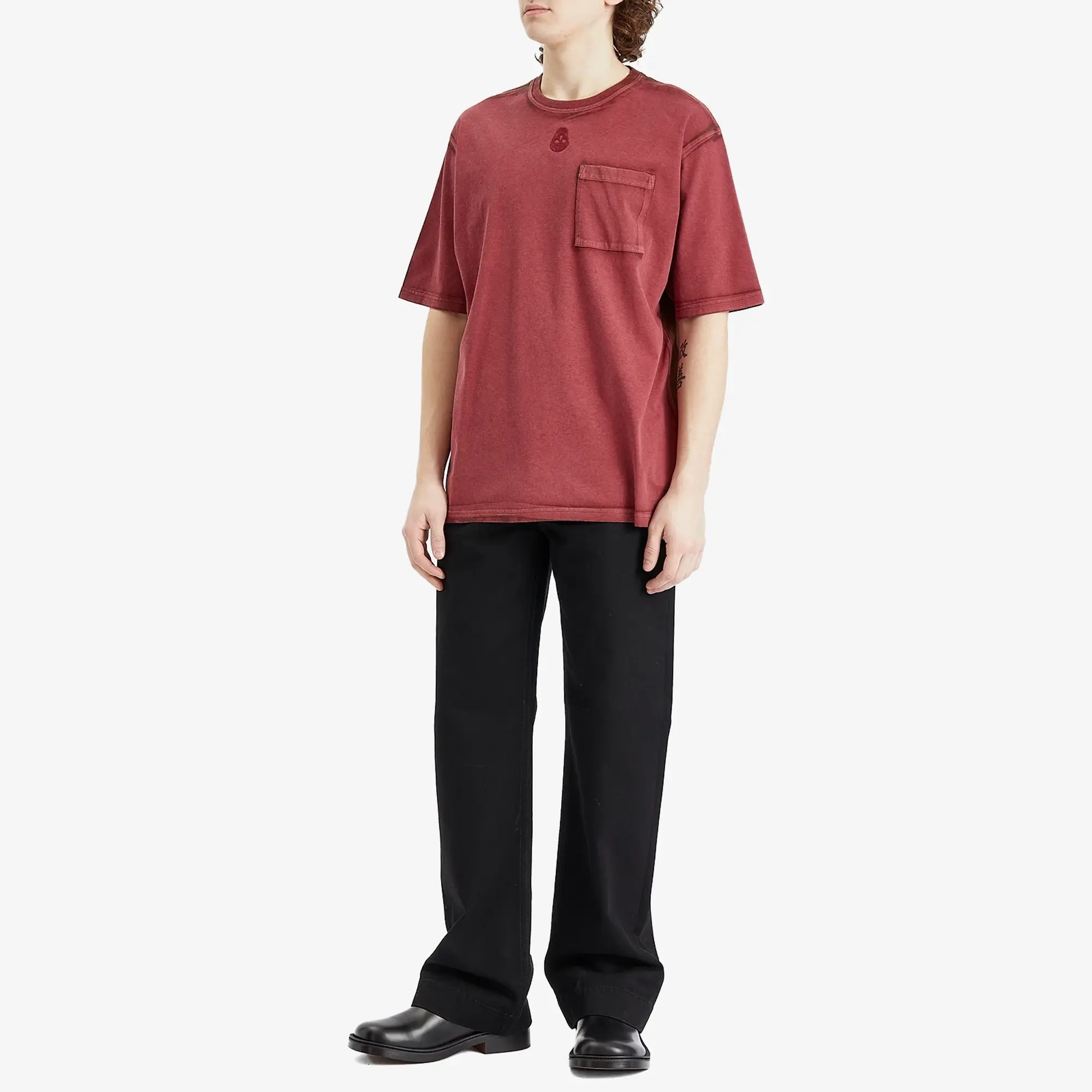 Alexander McQueen Men's Fade Effect T-Shirt Rust/Bordeaux