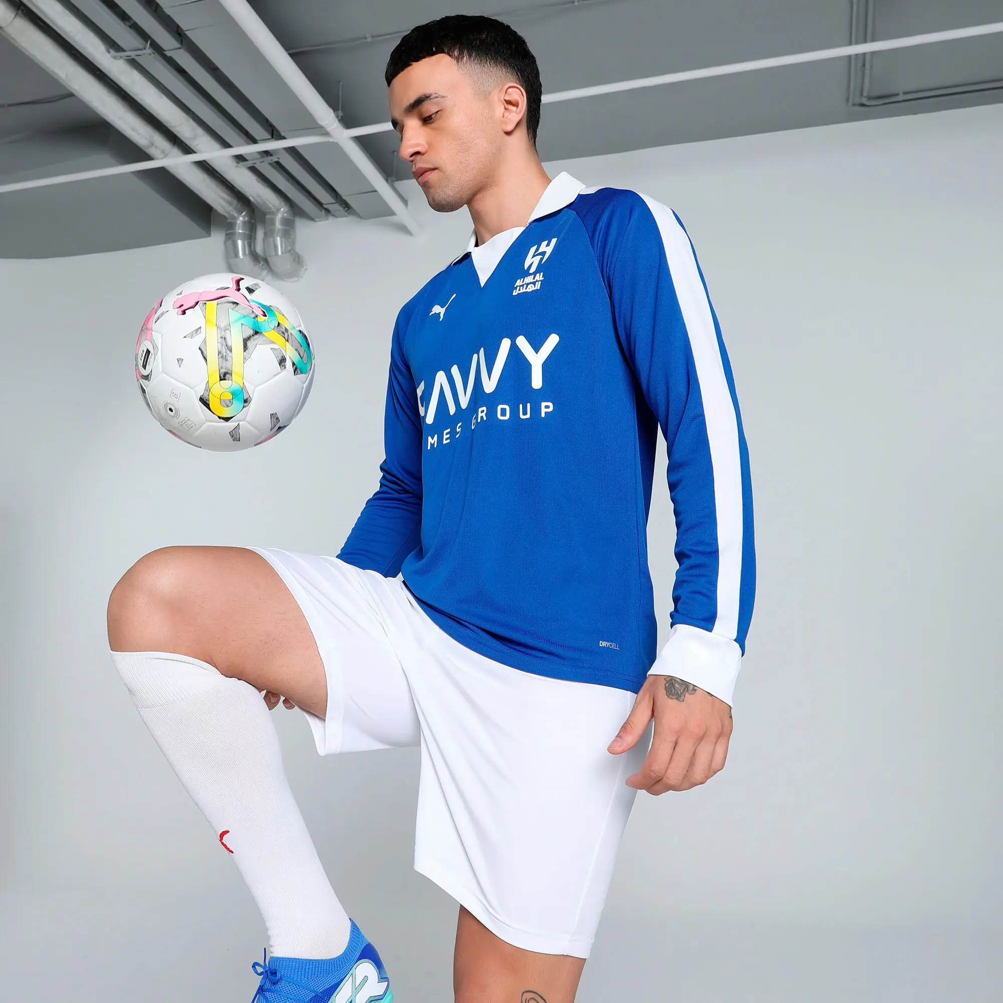 PUMA Al Hilal Saudi F.C. Anniversary Long Sleeve Jersey Men, Blue Intense/White
