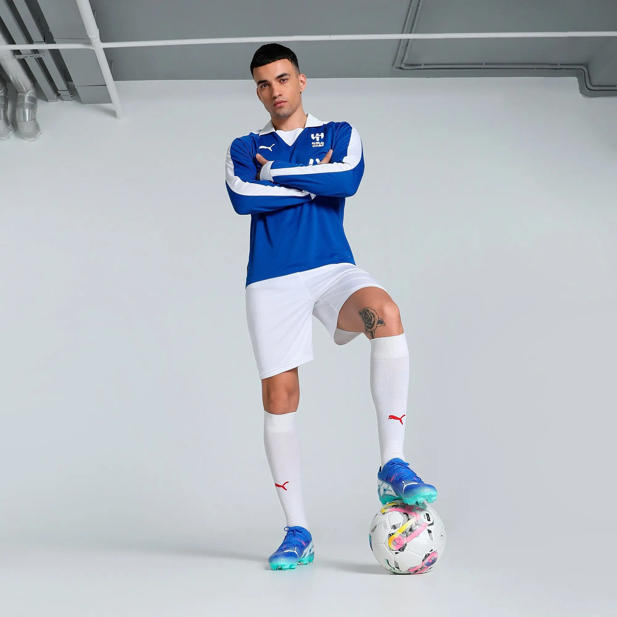 PUMA Al Hilal Saudi F.C. Anniversary Long Sleeve Jersey Men, Blue Intense/White
