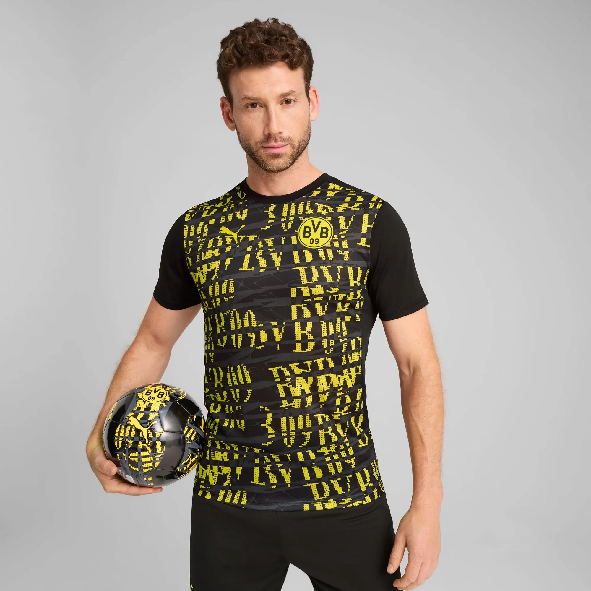 PUMA Borussia Dortmund 24/25 Pre-Match Jersey Men, Black/Faster Yellow