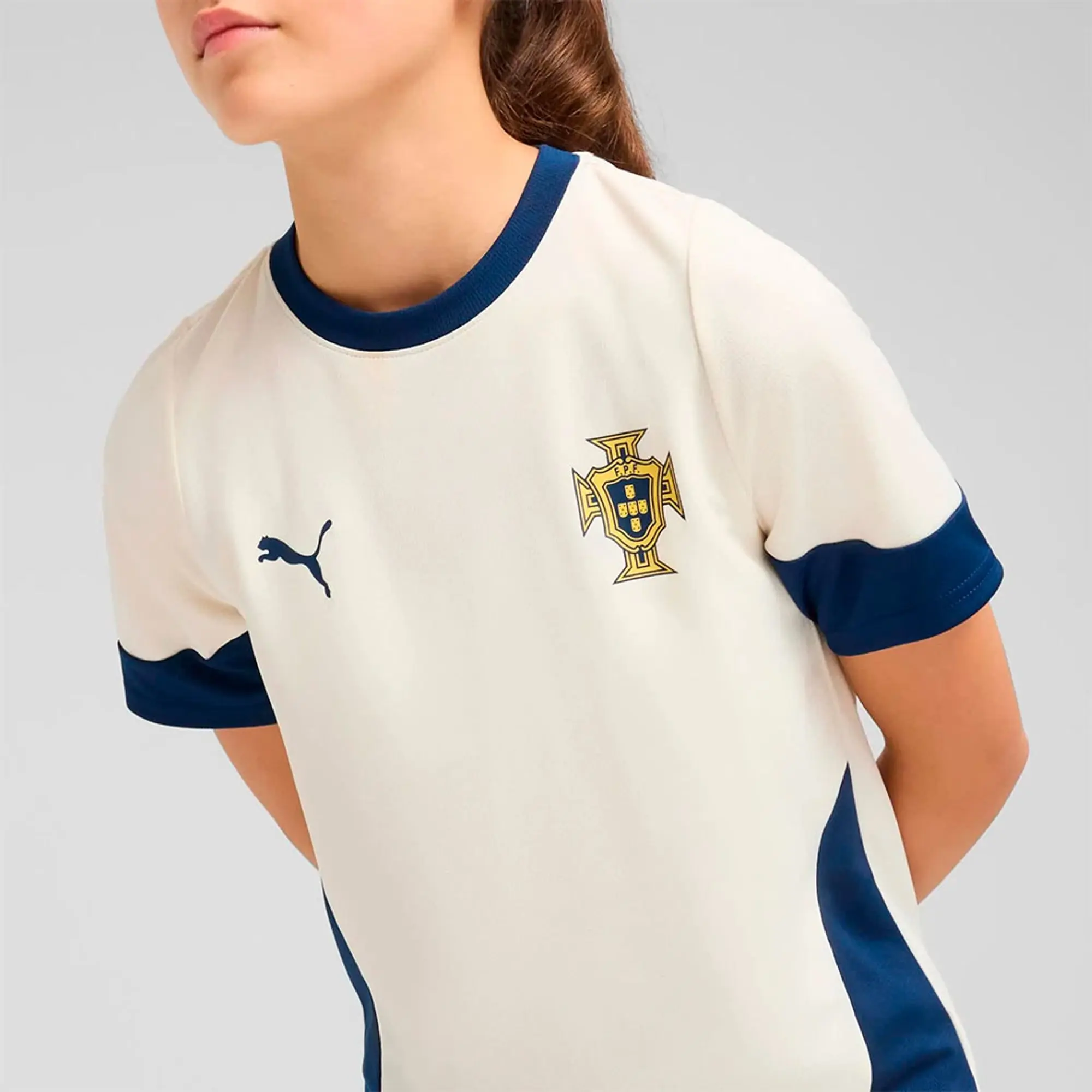 PUMA Portugal Training Jersey Youth, Sugared Almond/Persian Blue