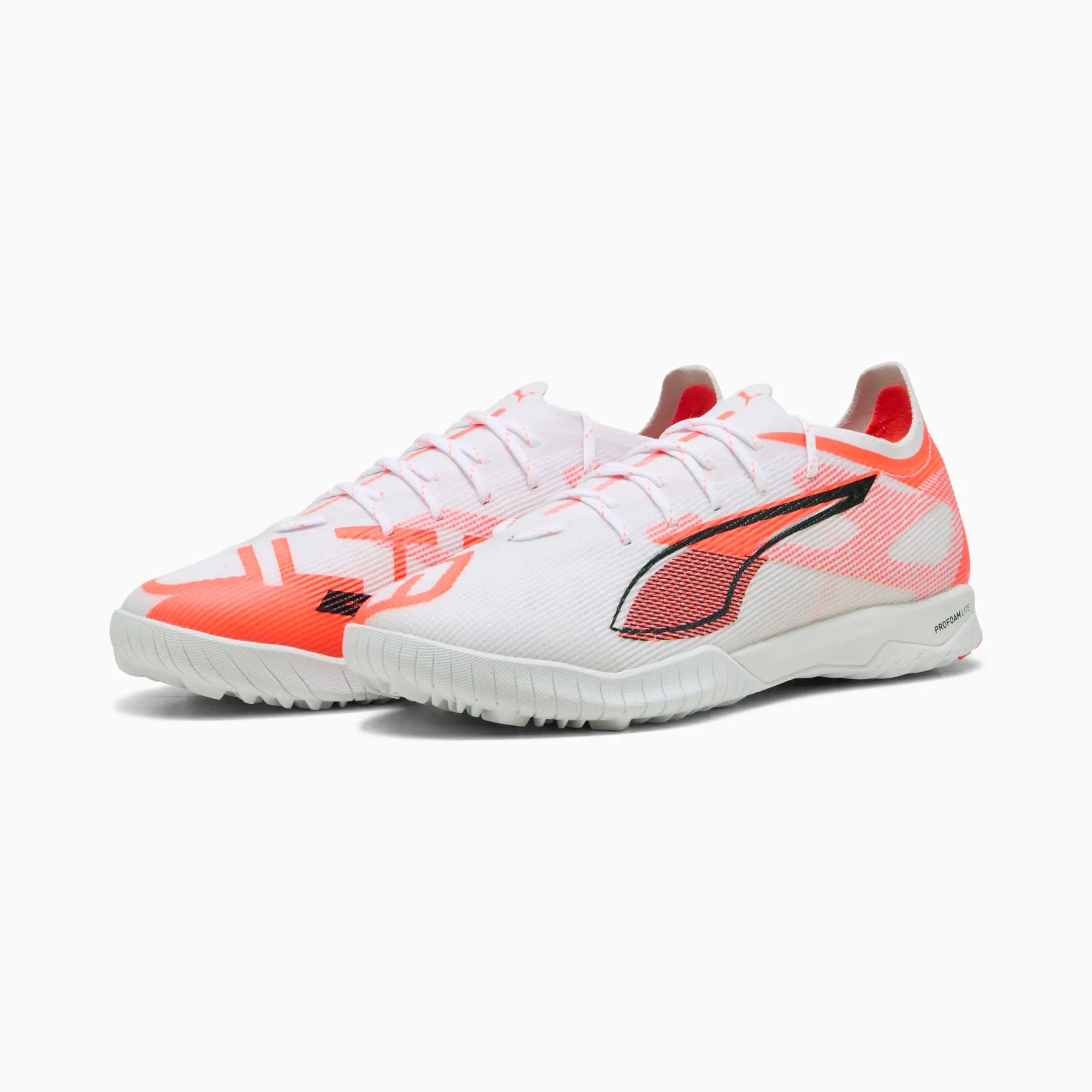 PUMA Ultra 5 Pro Cage Football Boots Unisex, White/Black/Glowing Red