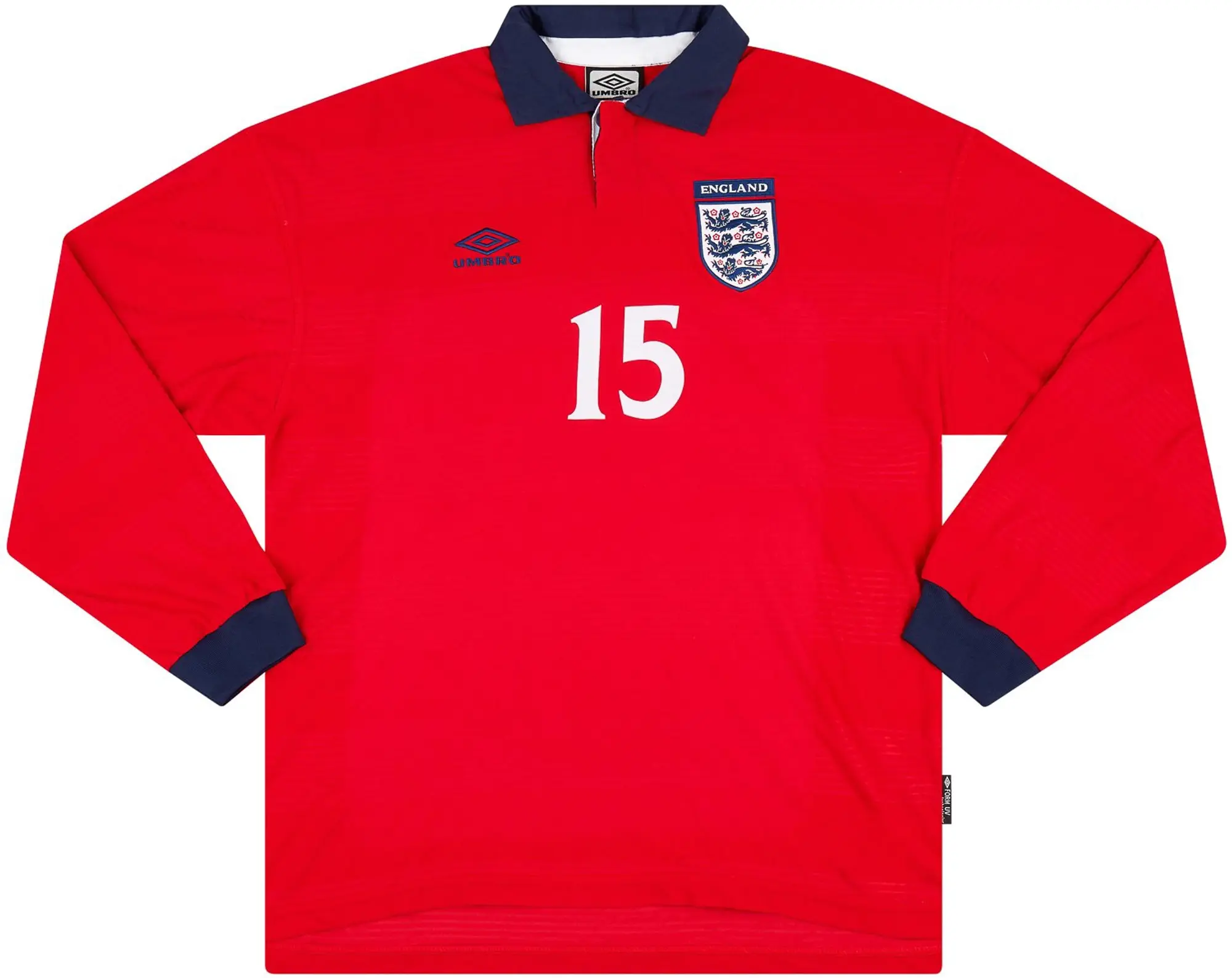 Umbro 1999-01 England Match Issue Away L/S Shirt #15 (Butt)