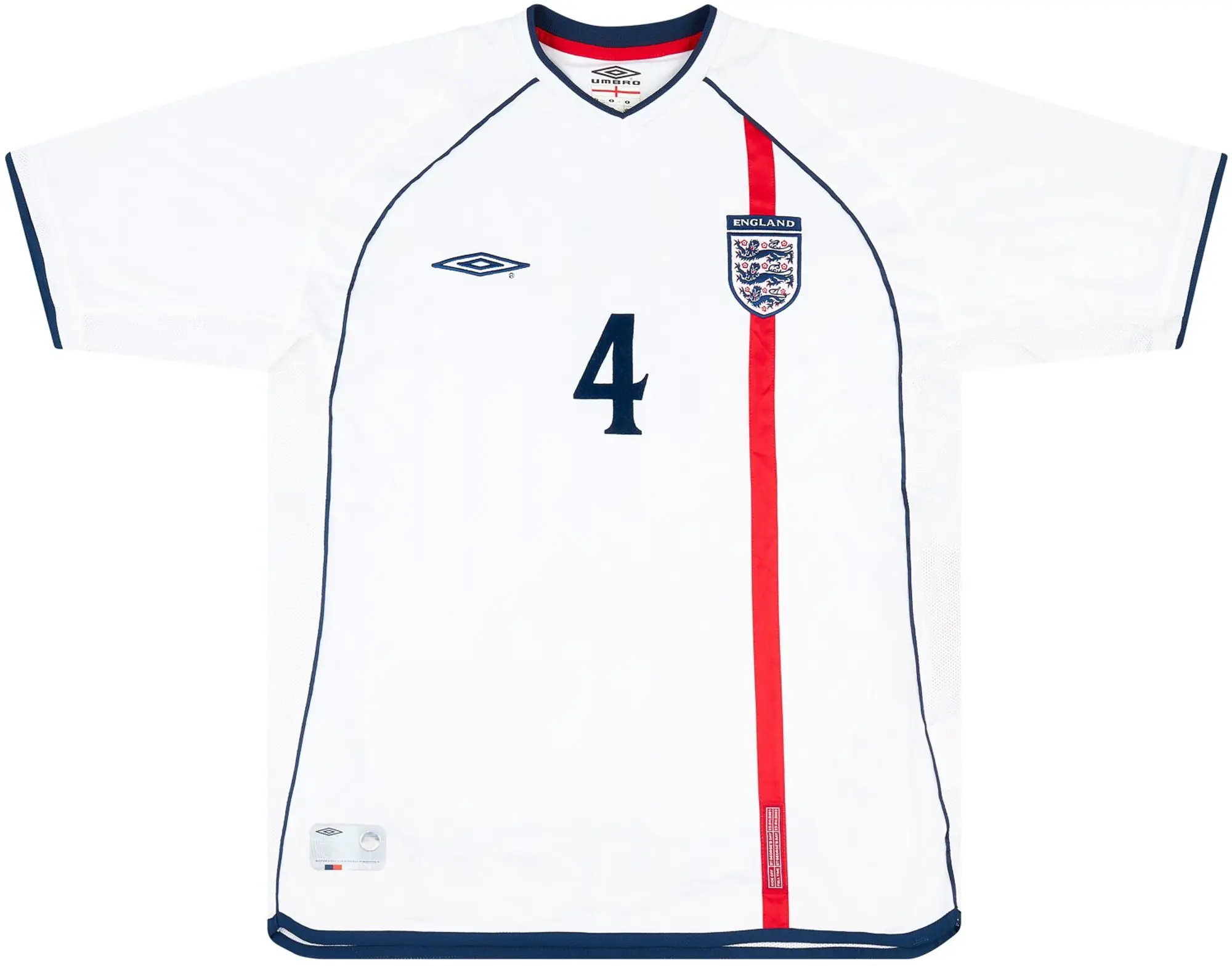 Umbro 2001-02 England Match Issue Home Shirt #4 (Butt)