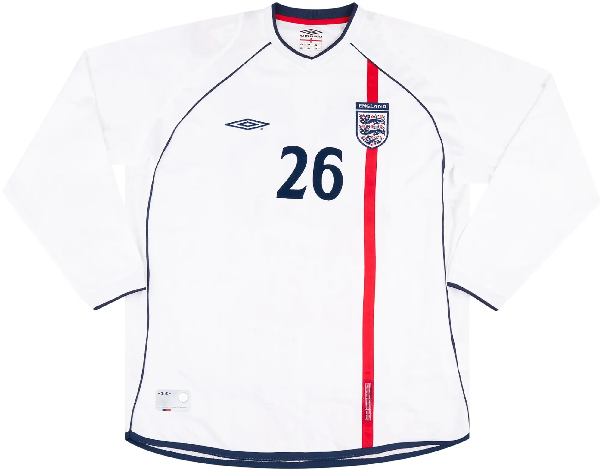 Umbro 2001-02 England Match Issue Home L/S Shirt #26