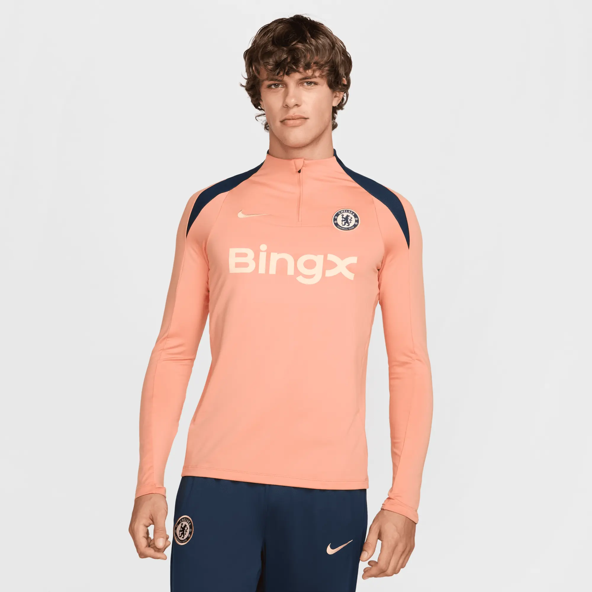 Nike Cheslea Dri-Fit 1/4 Zip L/S Strike Drill Top - Orange/Navy