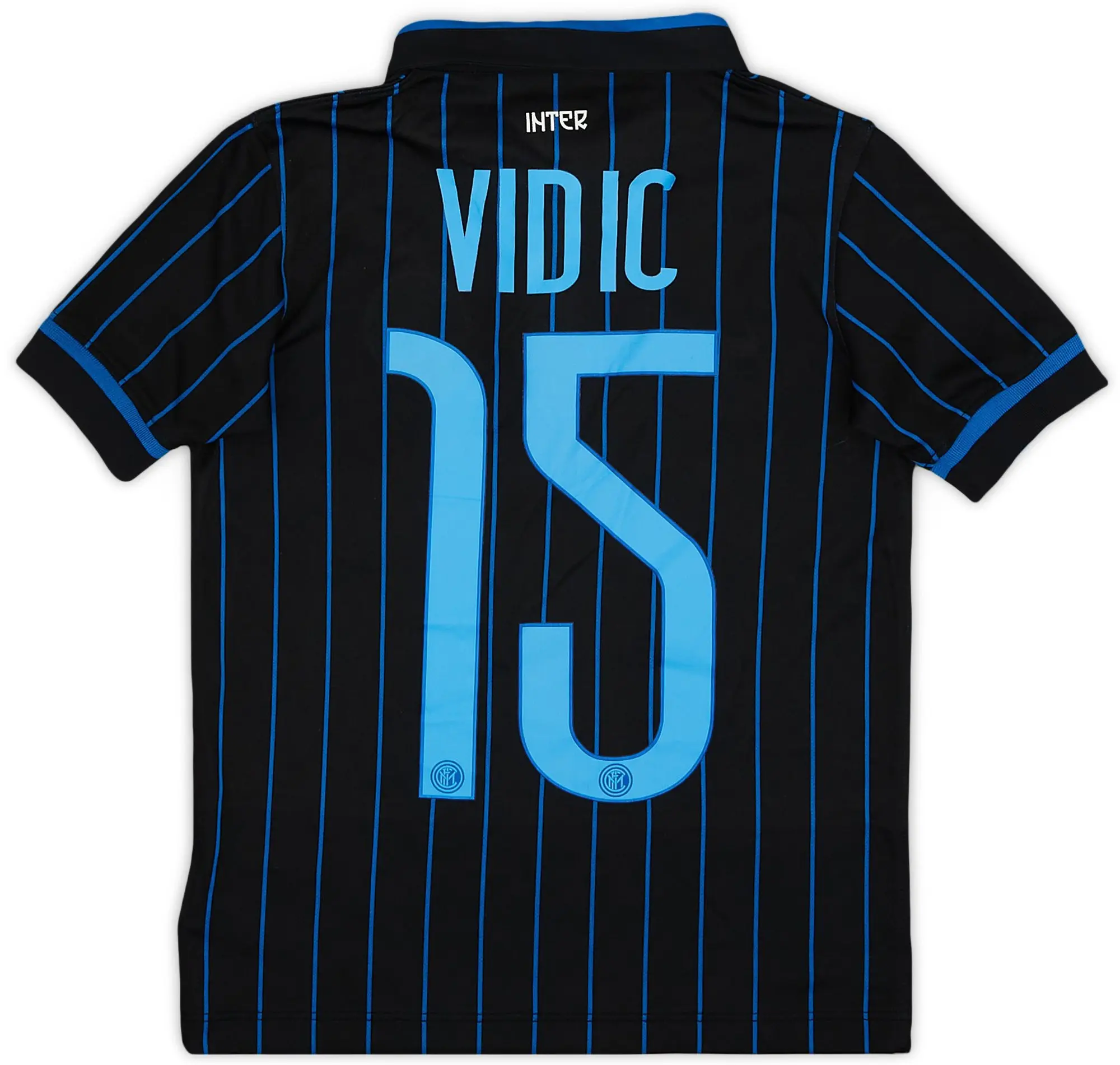Nike 2014-15 Inter Milan Home Shirt Vidic #15 - 8/10 - (6-7 Years)