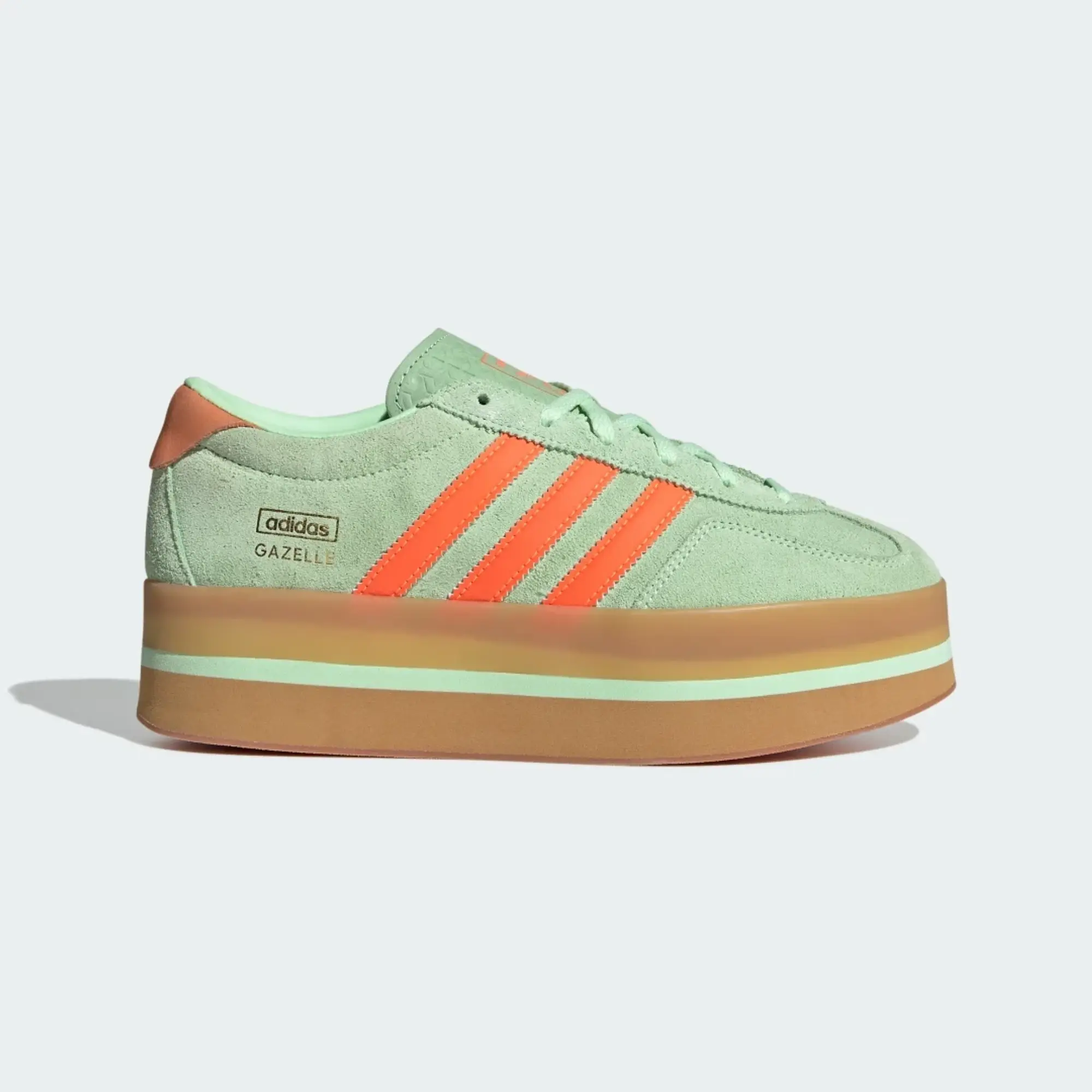 Adidas Originals Gazelle Stack Trainers In Green And Orange