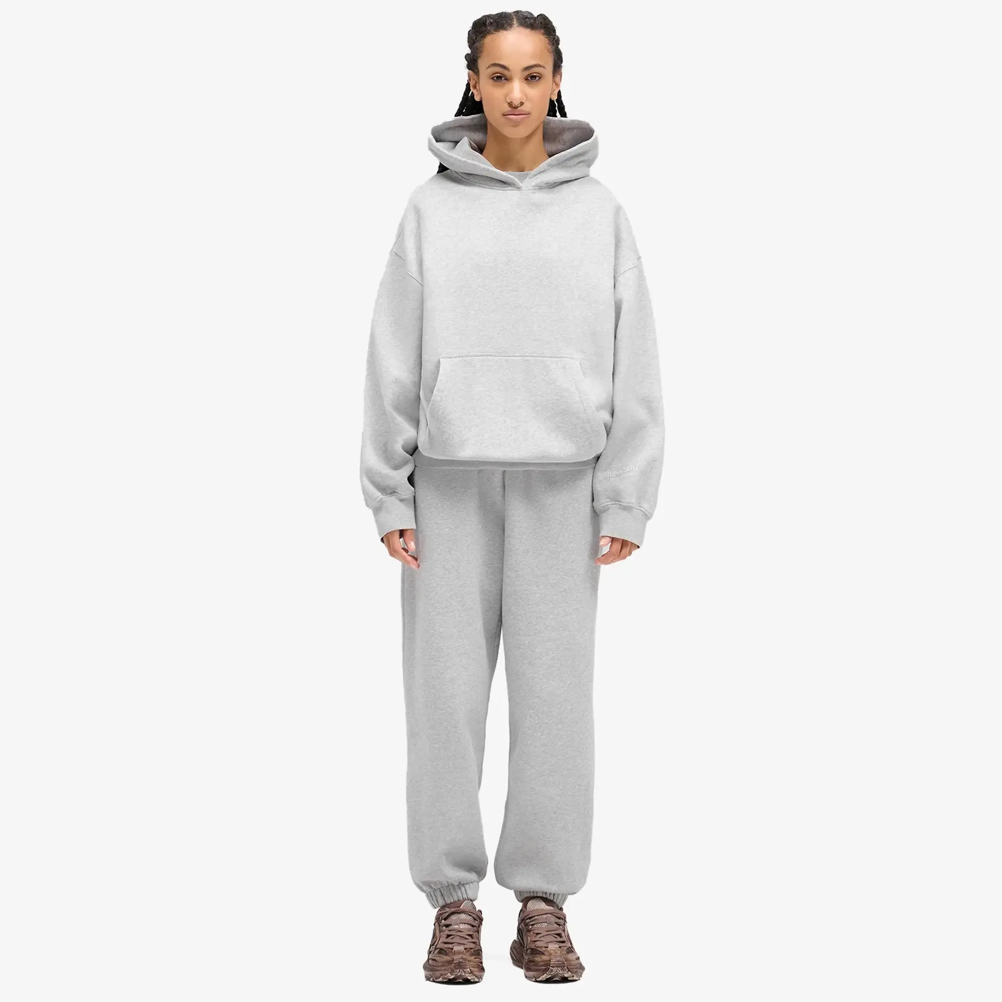 Represent Women's Boyfriend Hooded Sweatshirt Grey Marl
