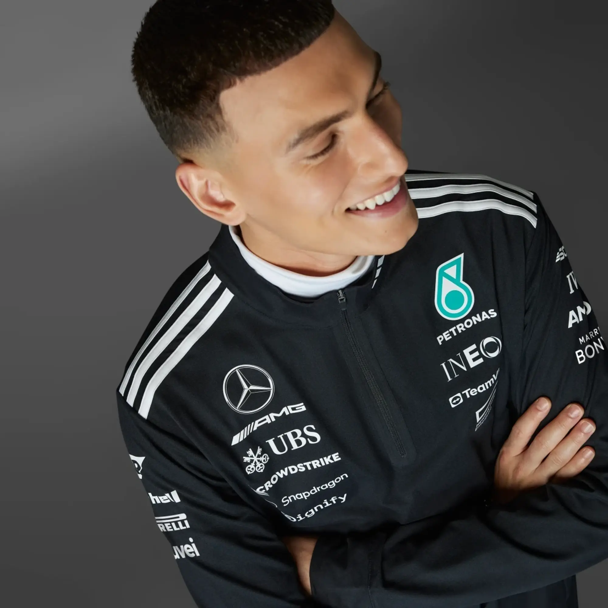Adidas Performance Mercedes Formula One Quarter-Zip Sweatshirt In Black