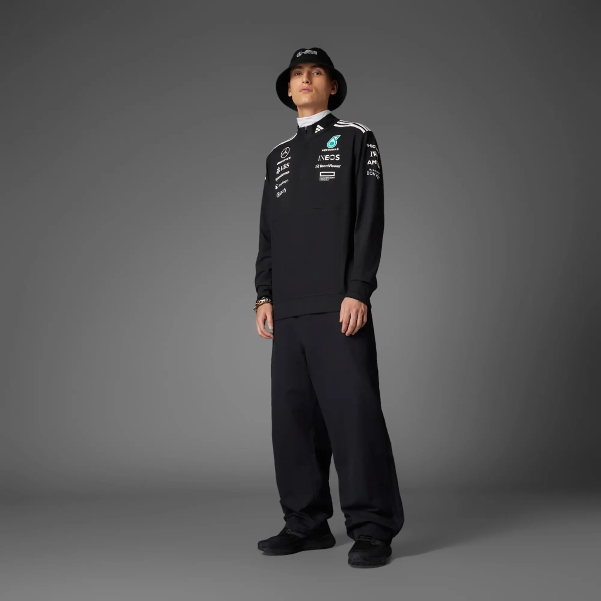Adidas Performance Mercedes Formula One Quarter-Zip Sweatshirt In Black
