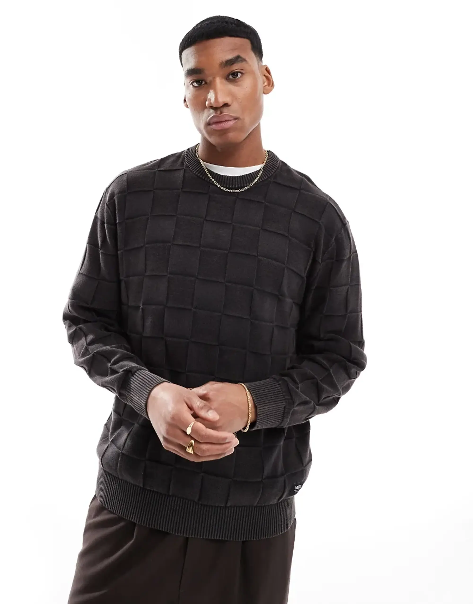 Vans Acid Check Crew Sweater In Black