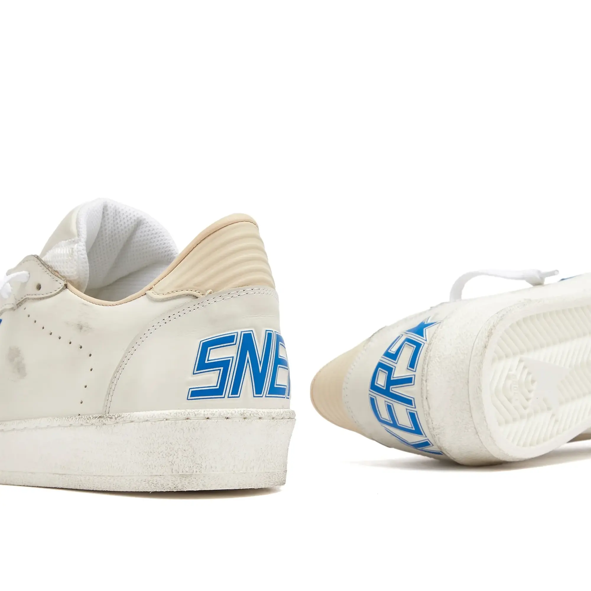 Golden Goose Men's Ball Star Leather Sneaker White/Bluette/Wood Ash