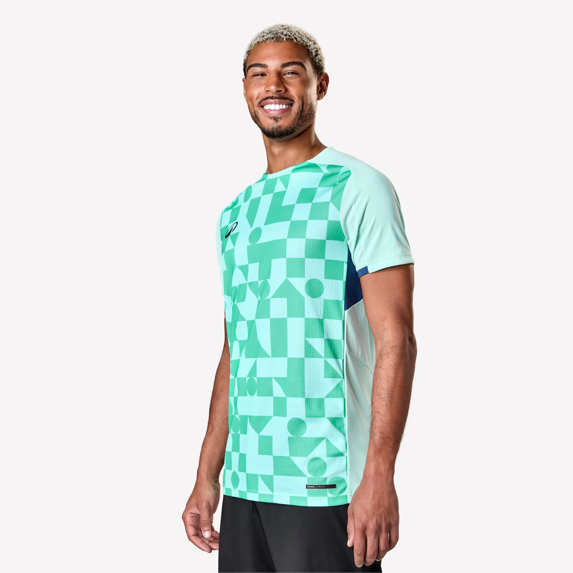 Kipsta Adult Short-Sleeved Football Shirt Viralto Check - Green & Navy
