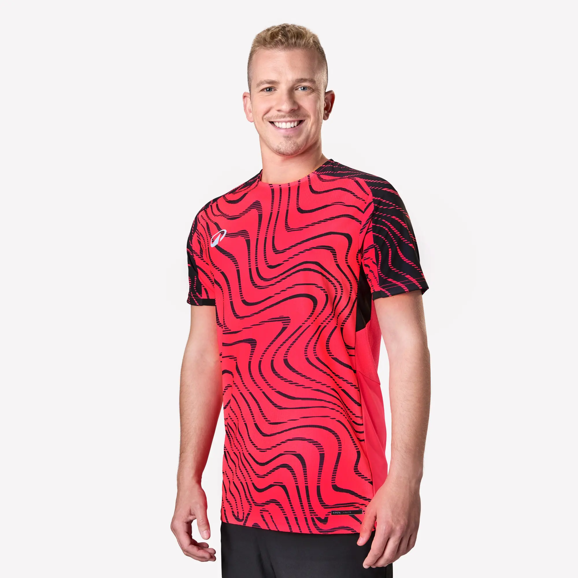 Kipsta Short-Sleeved Football Shirt Viralto Wave - Neon Pink & Black
