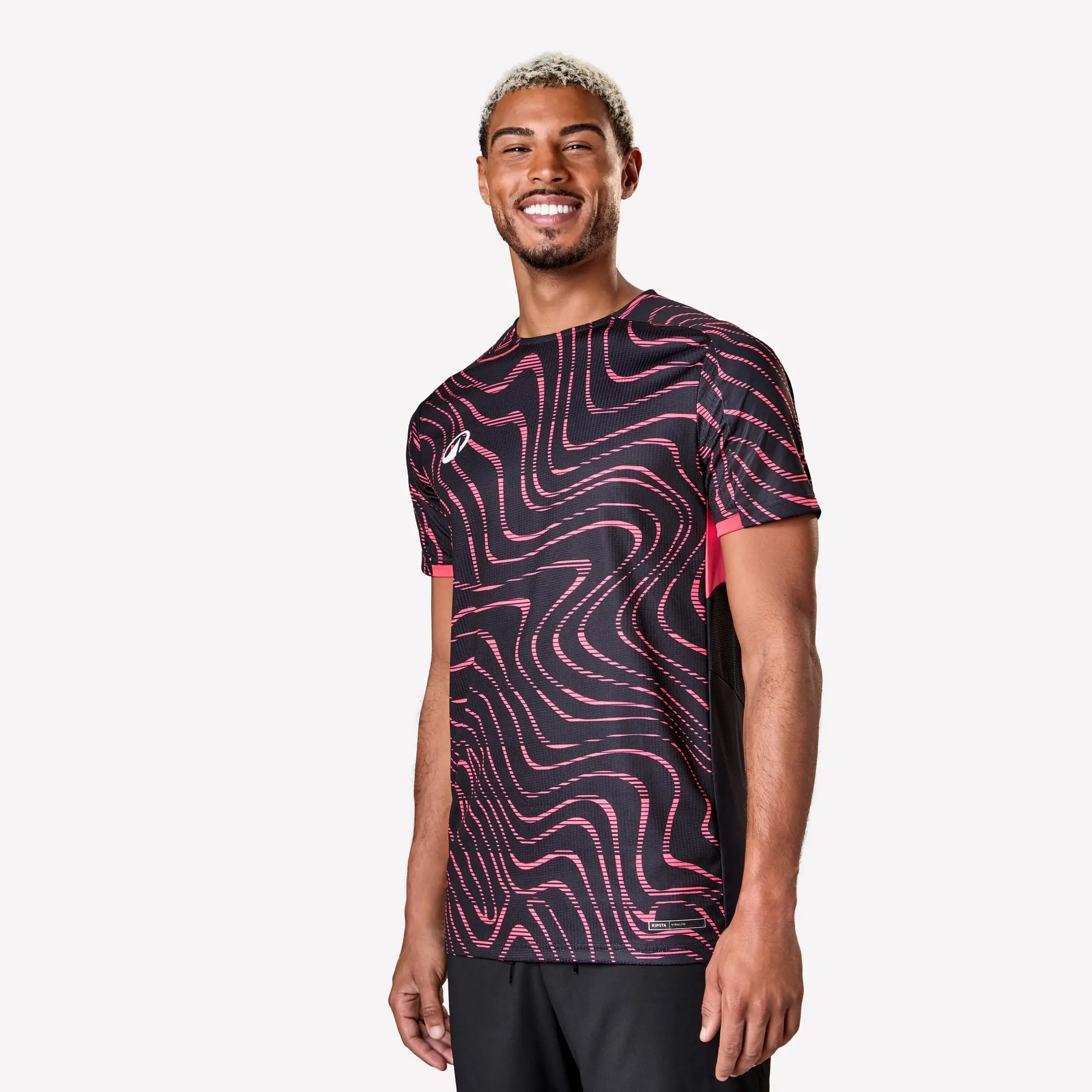 Kipsta Adult Short-Sleeved Football Shirt Viralto Topo - Black & Neon Pink