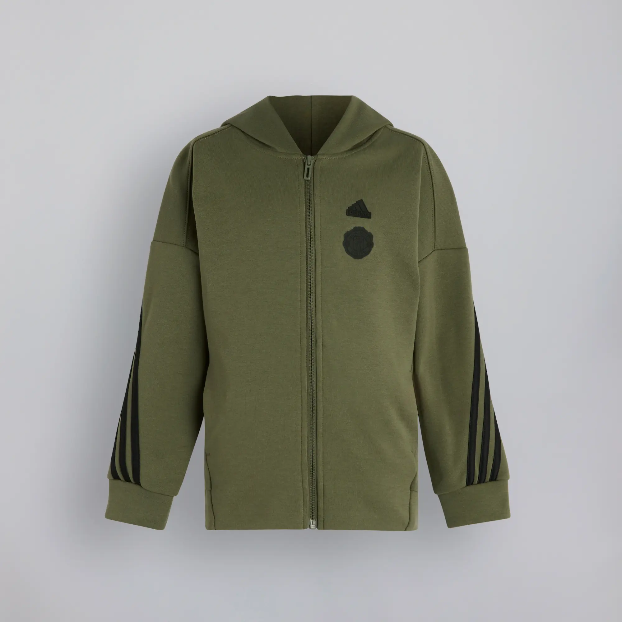Manchester United x adidas Kids Future Icons 3-Stripes Full Zip Hoodie Green