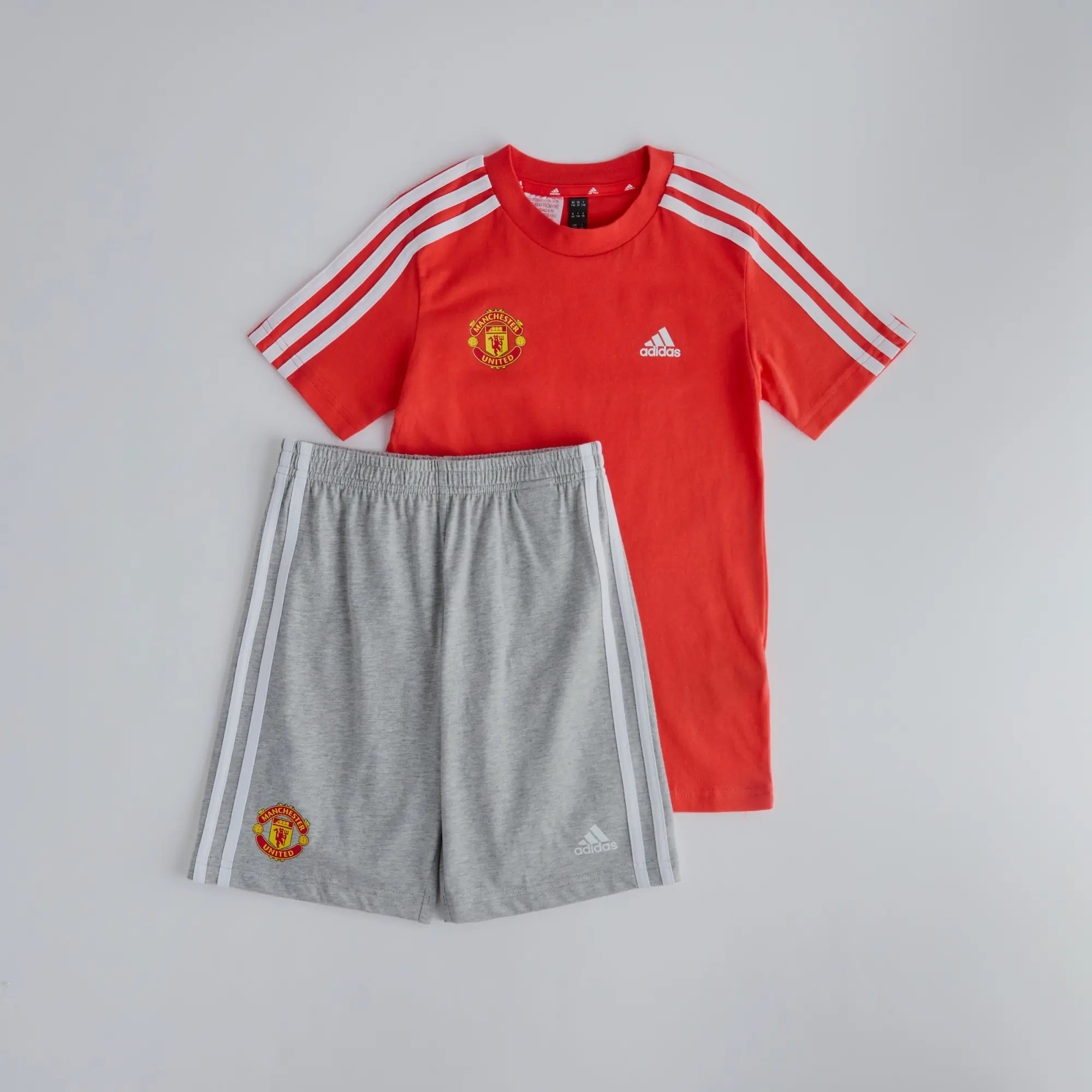 Manchester United x adidas Kids Essentials 3-Stripes Shorts Set Red/Grey