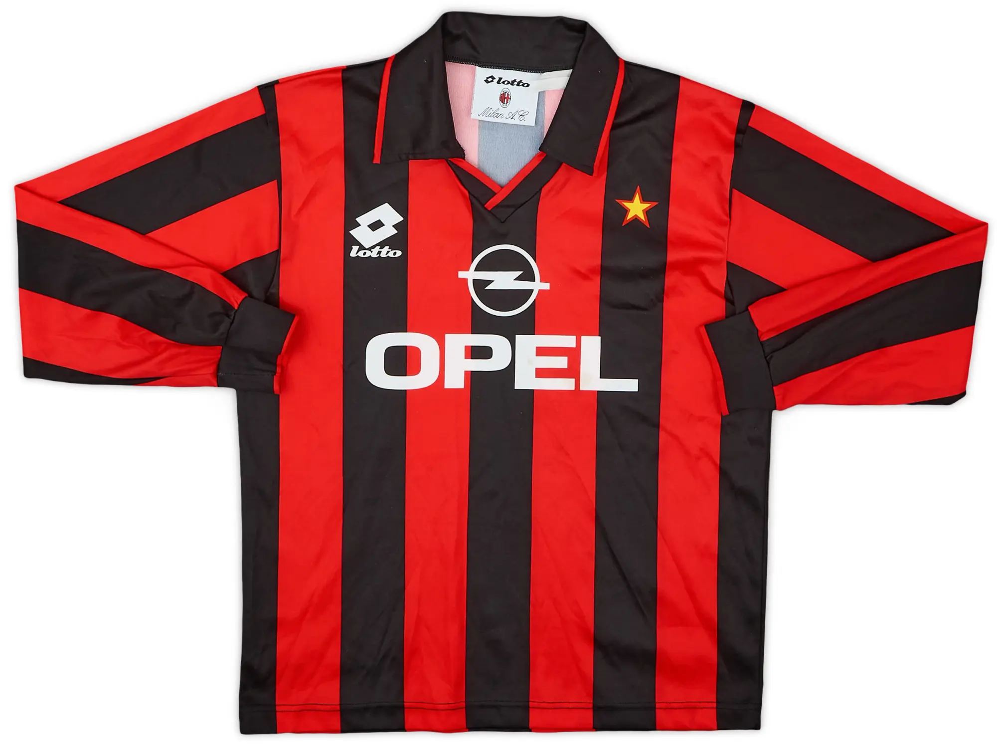 Lotto 1993-94 AC Milan Home L/S Shirt - 9/10 - (XL.Boys)