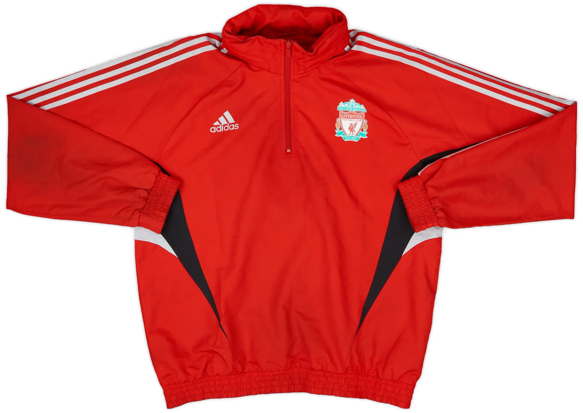 2008-09 Liverpool adidas 1/4 Zip Hooded Rain Jacket - 7/10 - (XL)