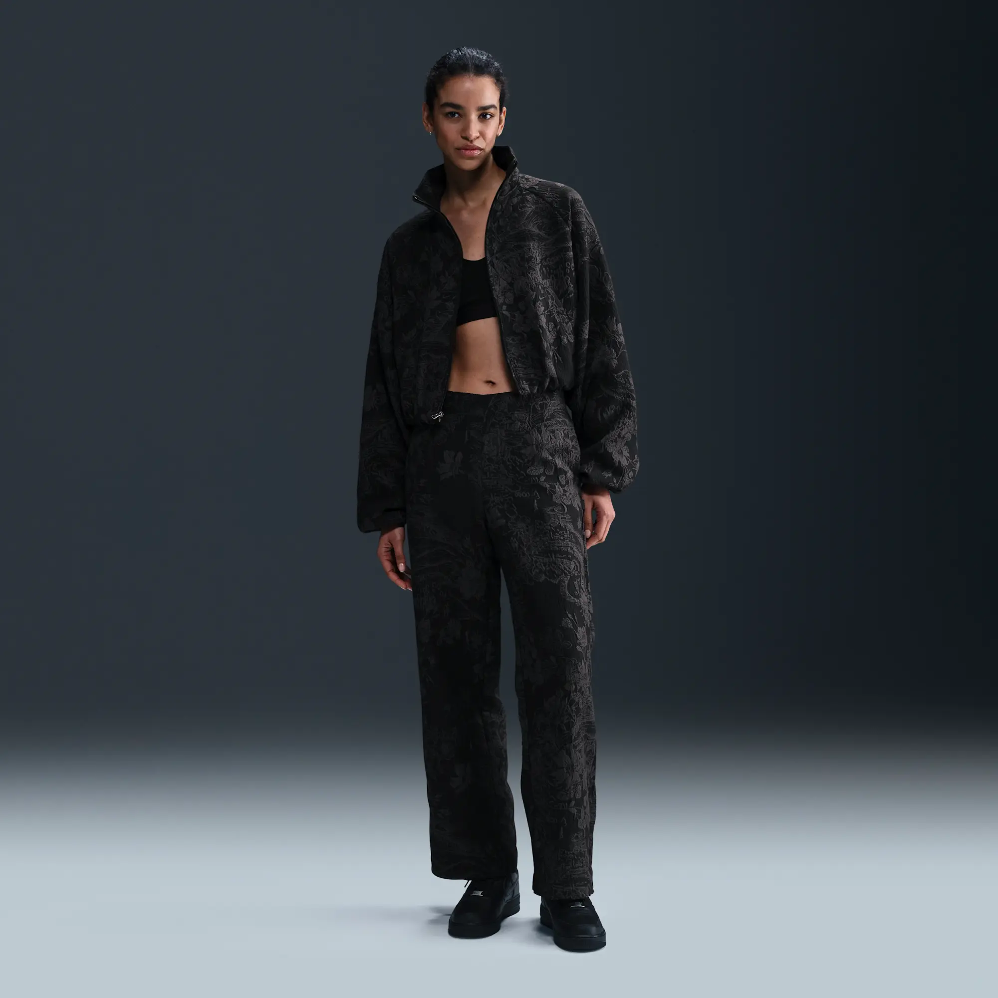Pants Nike Sportswear Collection Women's Mid-Rise Jacquard Track Pants Black/ Anthracite/ Black S