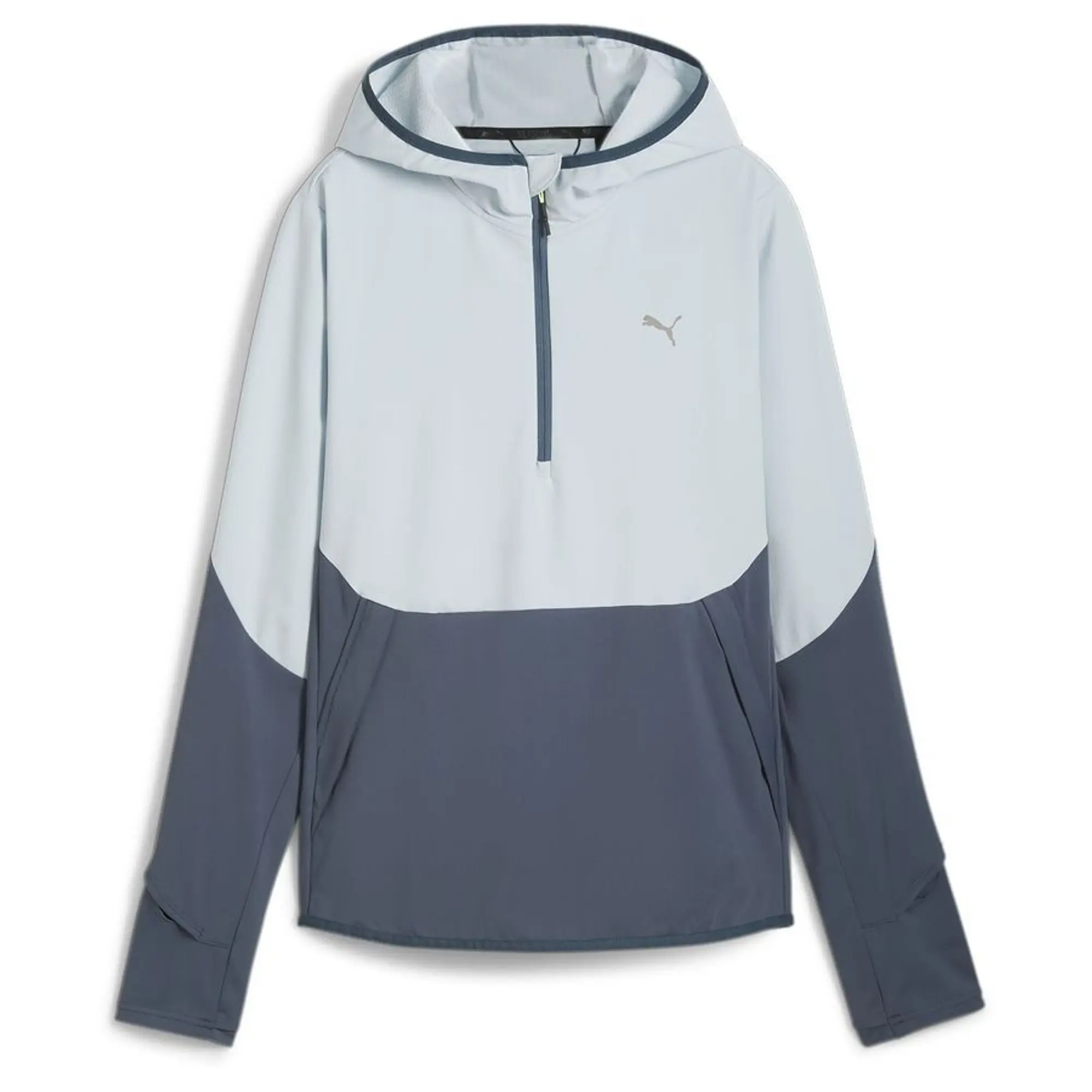 Puma W Seasons Microfleece Hooded Hybrid 1/2 Zip Gray Skies - ['Grey']