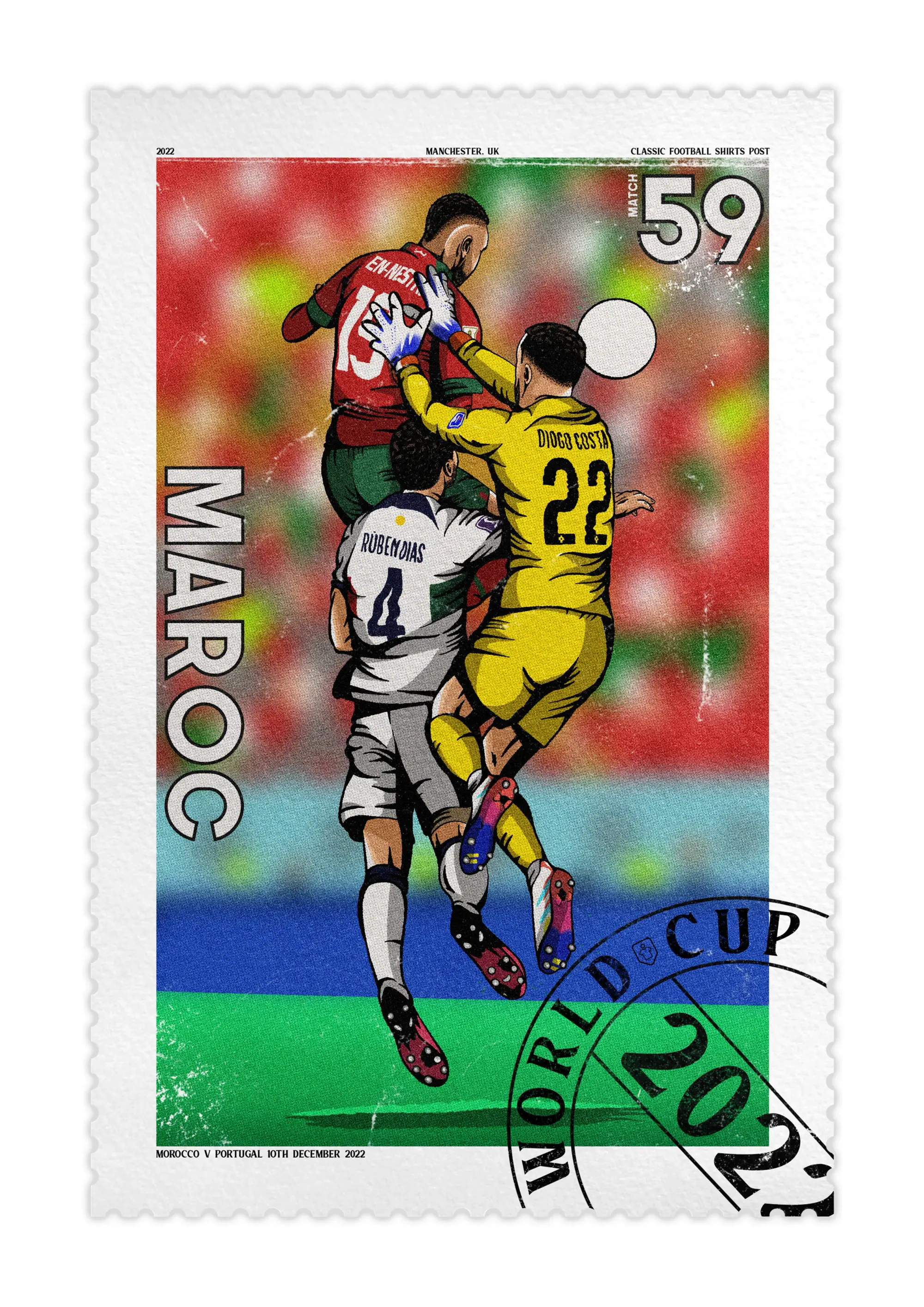 Classic Football Shirts Youssef En-Nesyri Goal 2022 World Cup Stamp A3 Print/Poster