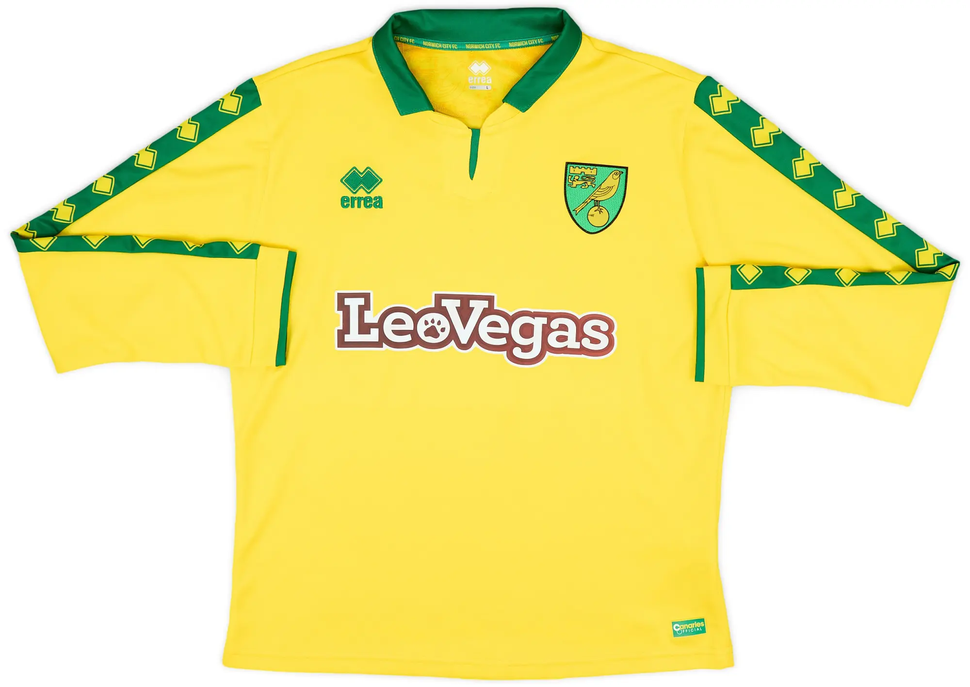 Errea 2017-18 Norwich Home L/S Shirt - 9/10 - (L)