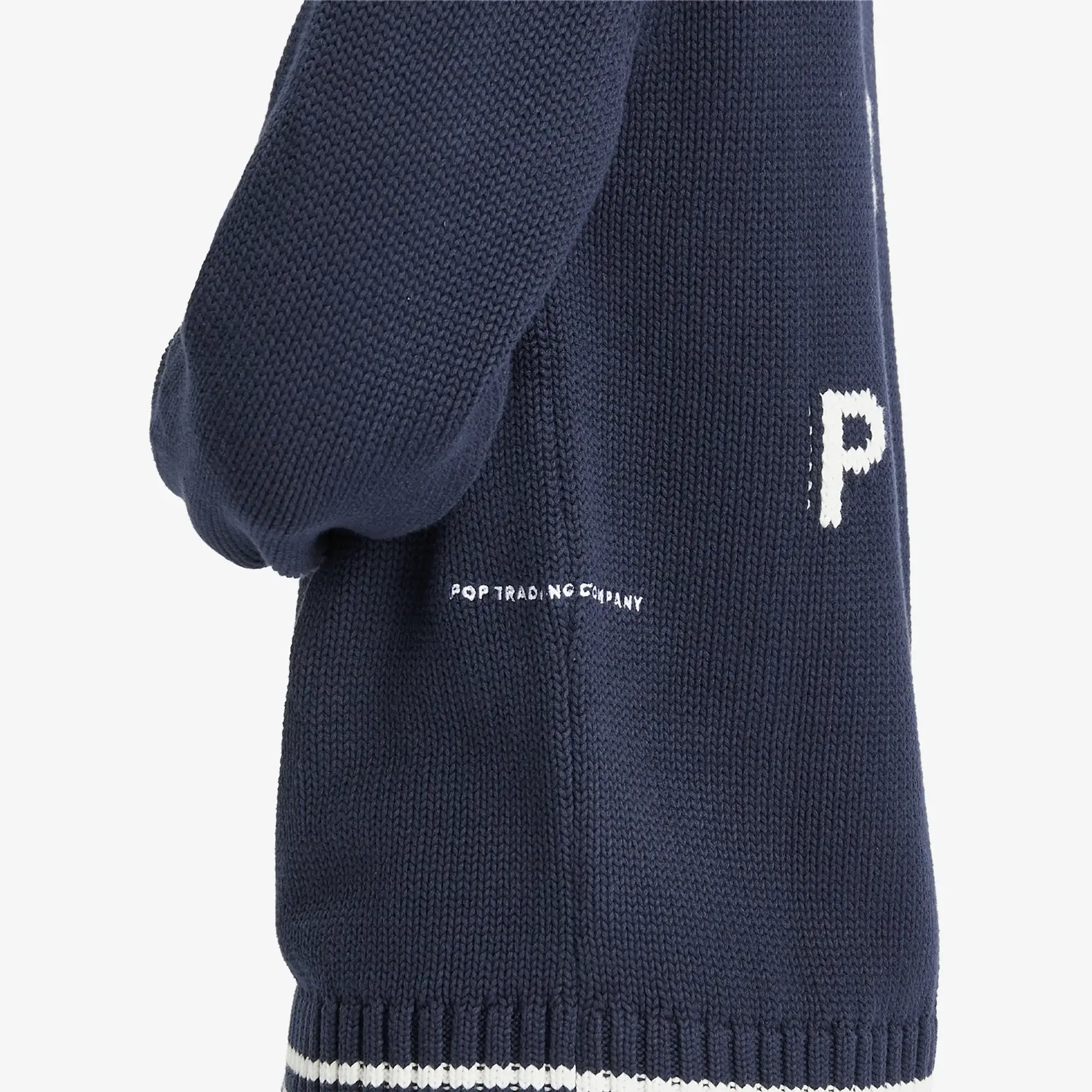 Pop Trading Company Men's Knitted Logo Crew Sweater Navy