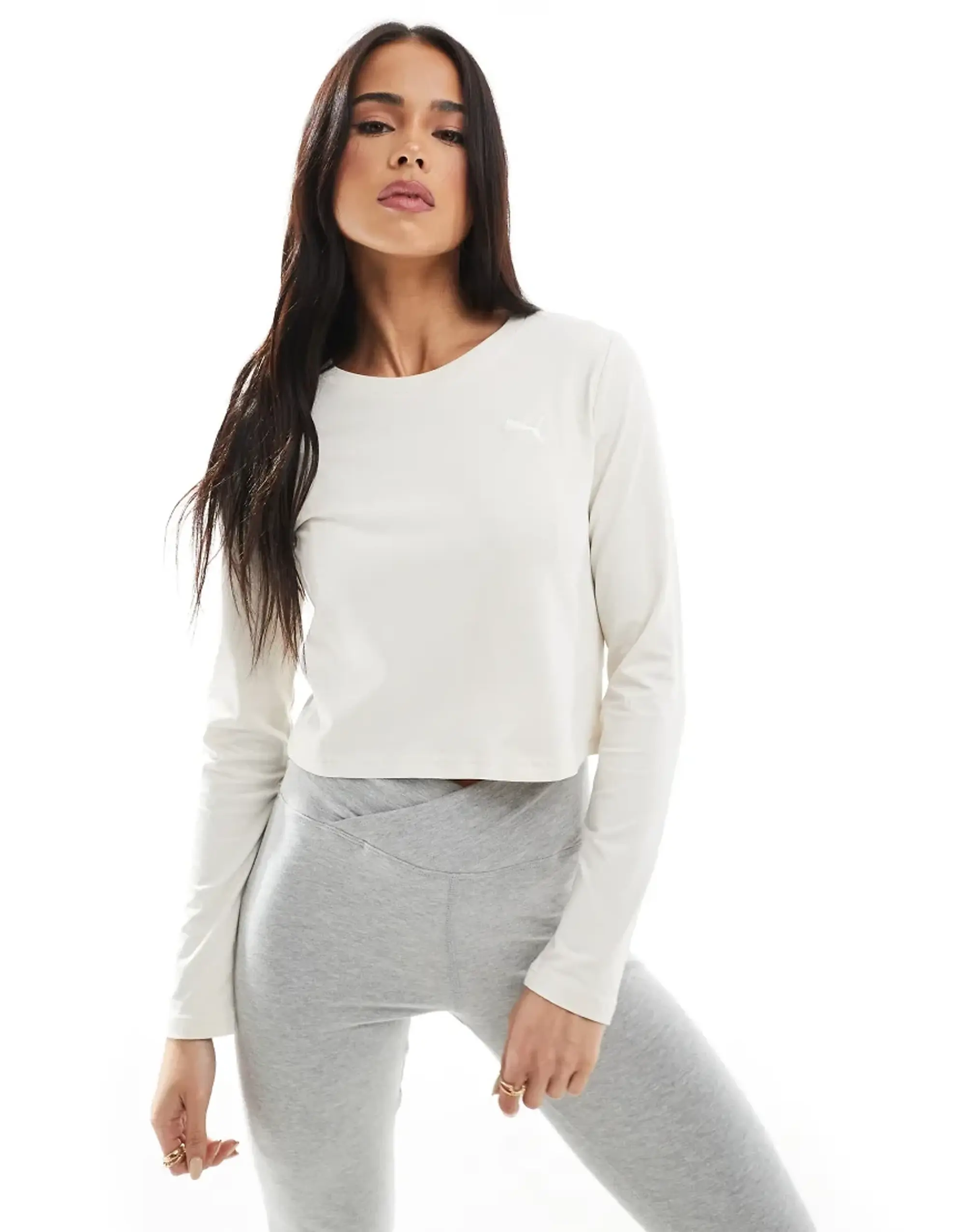 Puma Wardrobe Ess Long Sleeve Baby T-Shirt In Alpine Snow-White