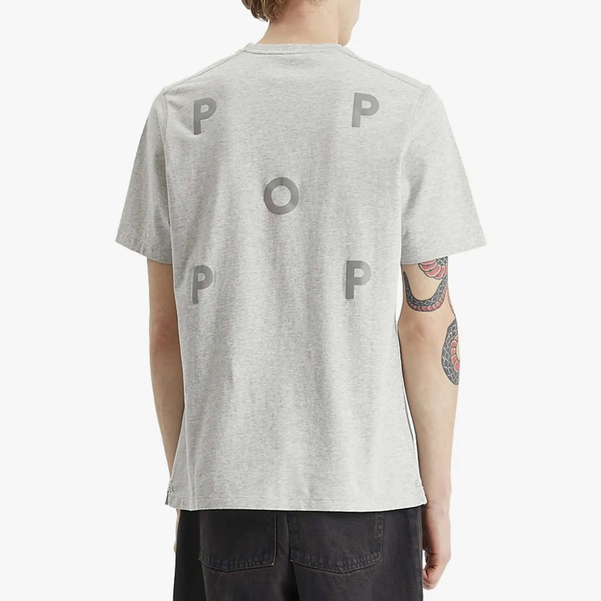 Pop Trading Company Men's Reflective Logo T-Shirt Grey Heather