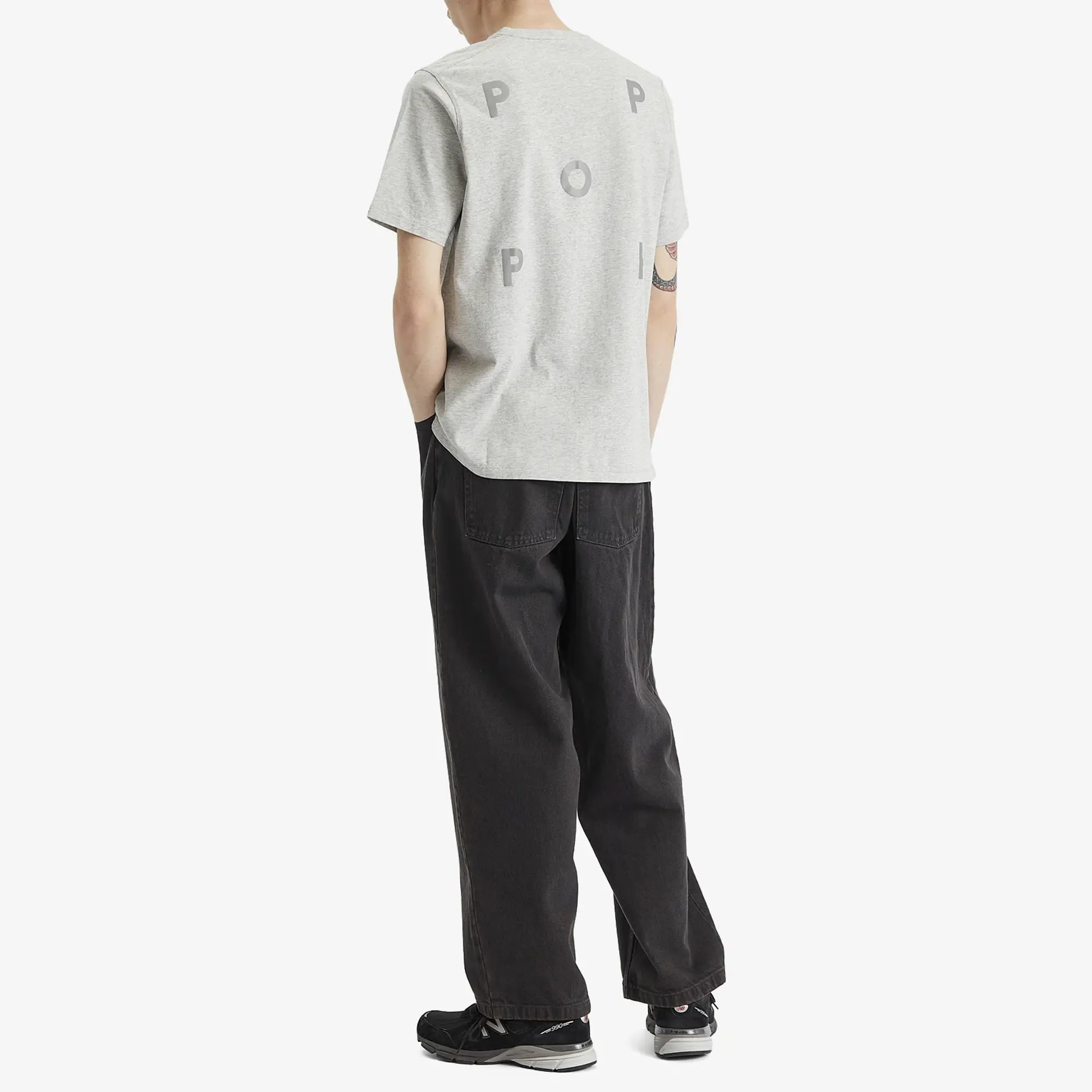 Pop Trading Company Men's Reflective Logo T-Shirt Grey Heather