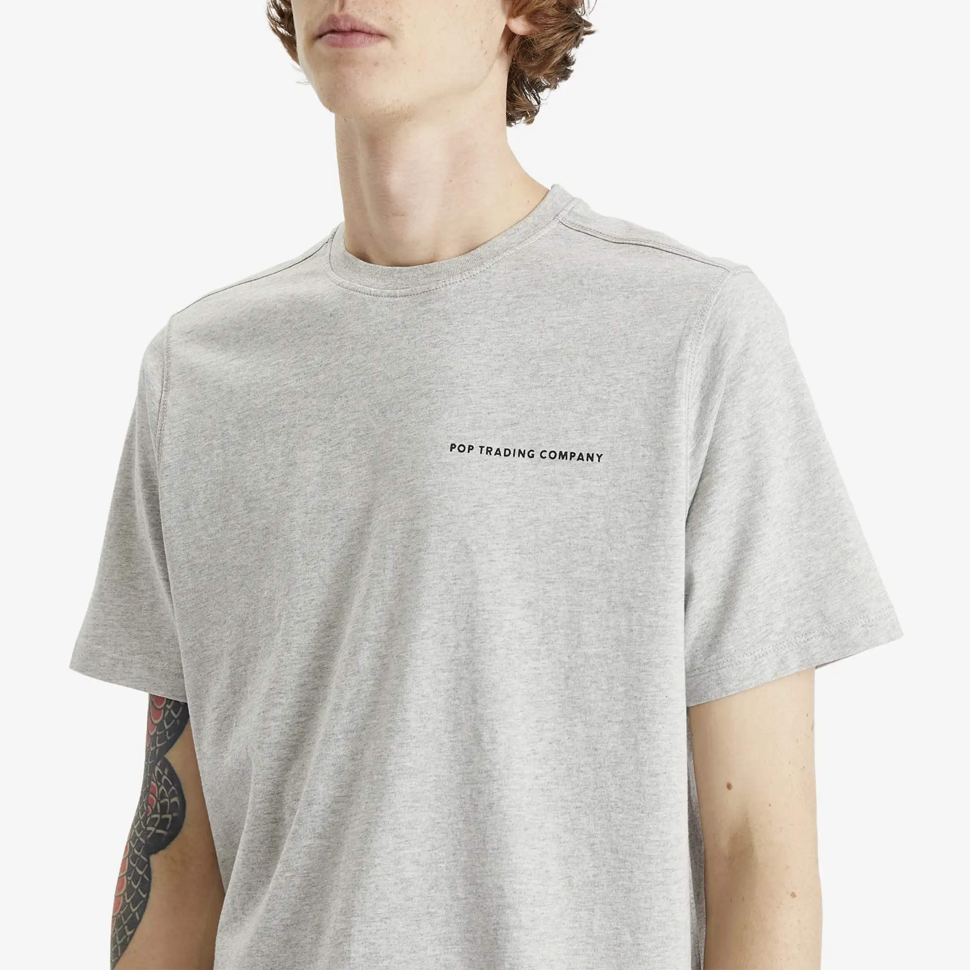 Pop Trading Company Men's Reflective Logo T-Shirt Grey Heather
