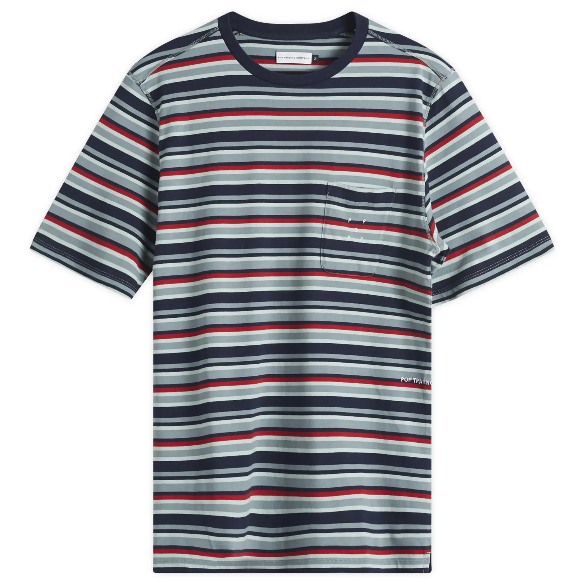 Pop Trading Company Men's Striped Pocket T-Shirt Multicolour
