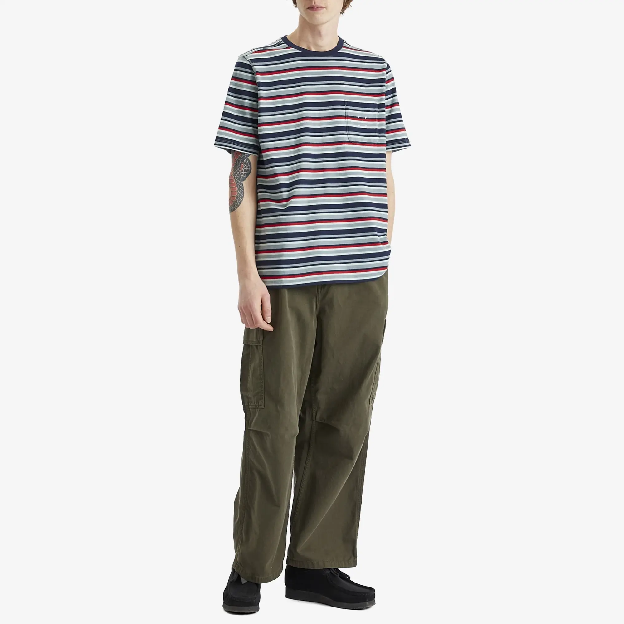 Pop Trading Company Men's Striped Pocket T-Shirt Multicolour
