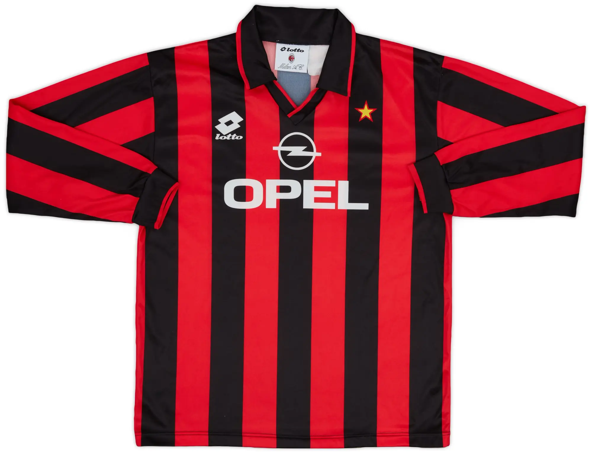Lotto 1994-95 AC Milan Home L/S Shirt - 8/10 - (XL.Boys)