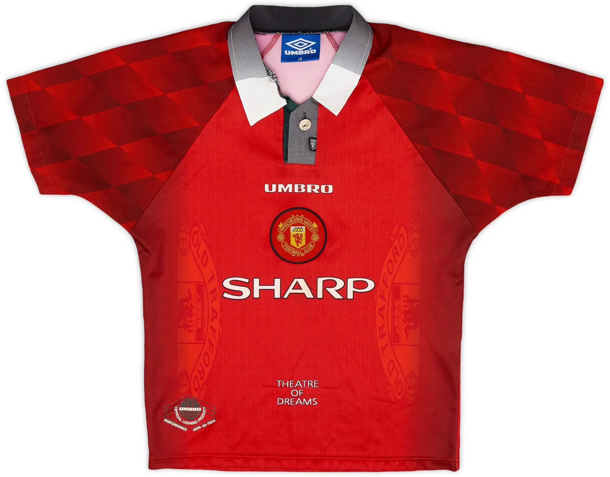 Umbro 1996-98 Manchester United Home Shirt - 7/10 - (L.Boys)
