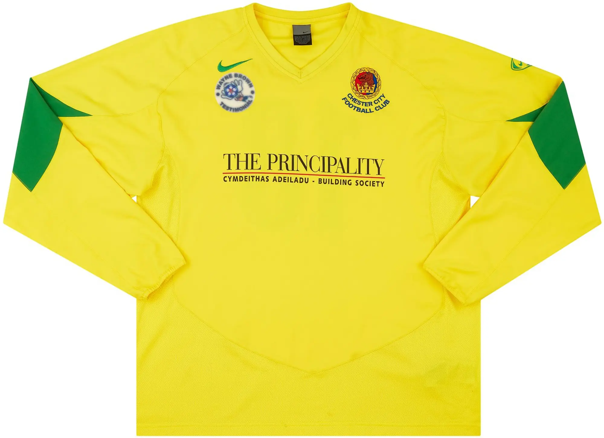 Nike 2004 Chester City Match Worn 'Wayne Brown Testimonial' Away L/S Shirt #18