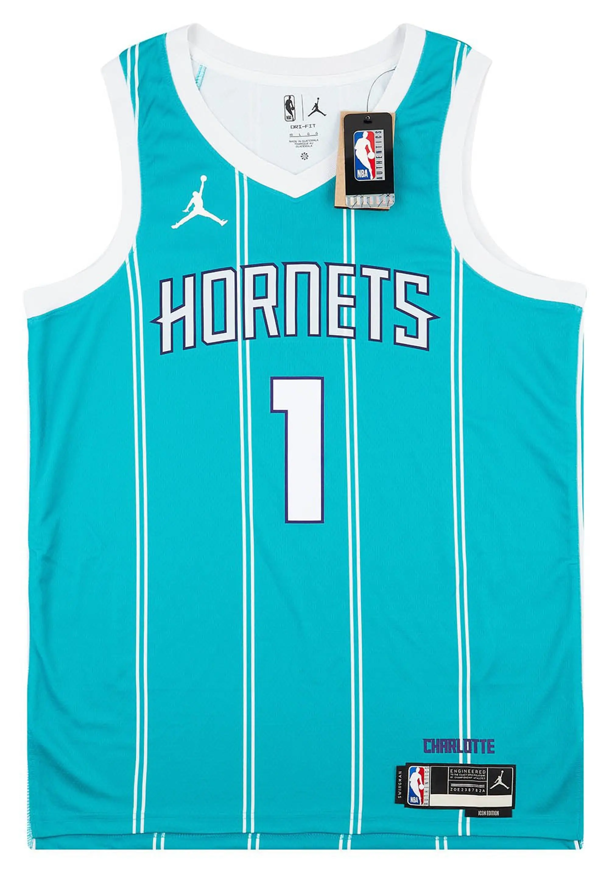 Nike 2022-24 Charlotte Hornets Ball #1 Jordan Swingman Away Jersey (M)