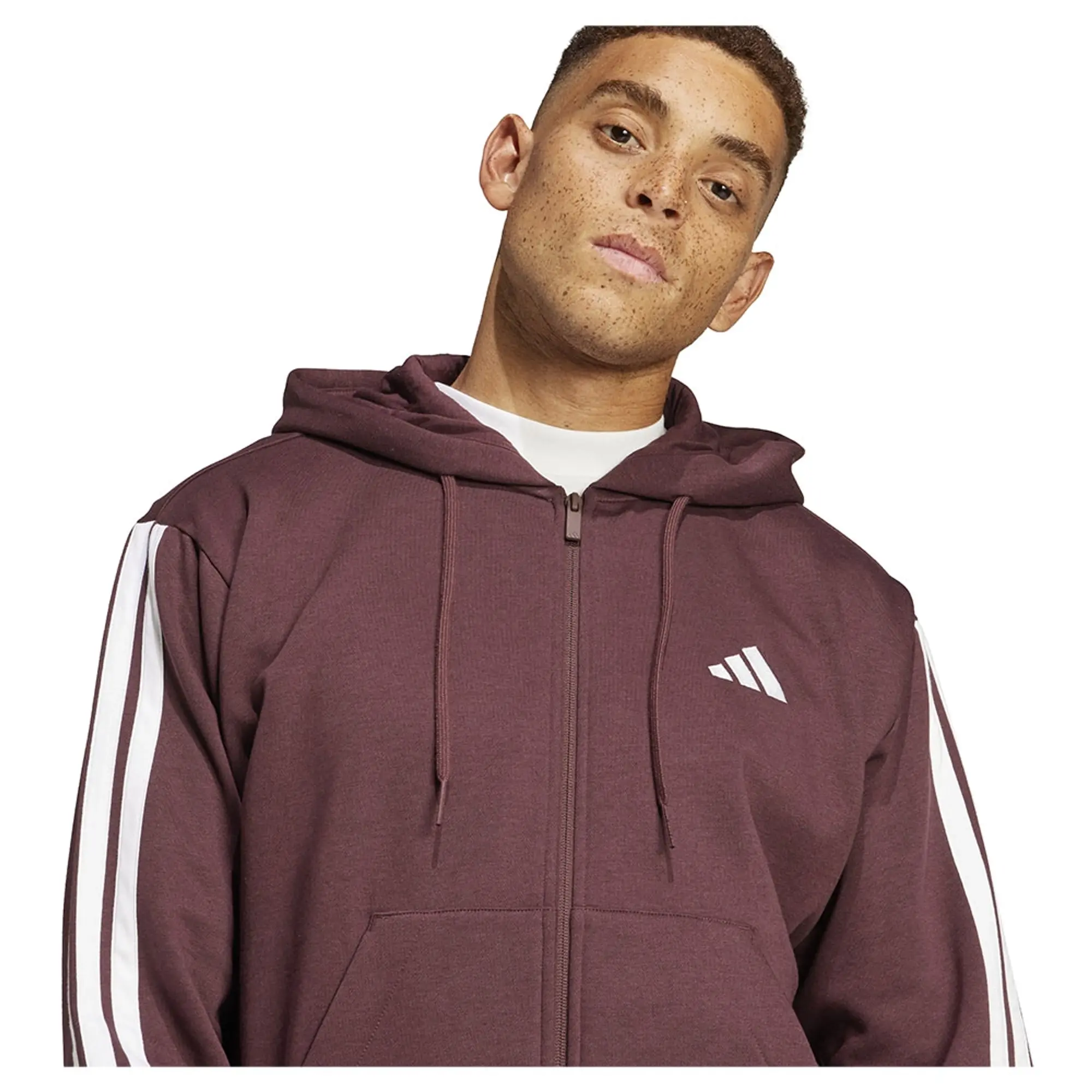 Adidas Essentials 3 Stripes Fleece Full Zip Sweatshirt