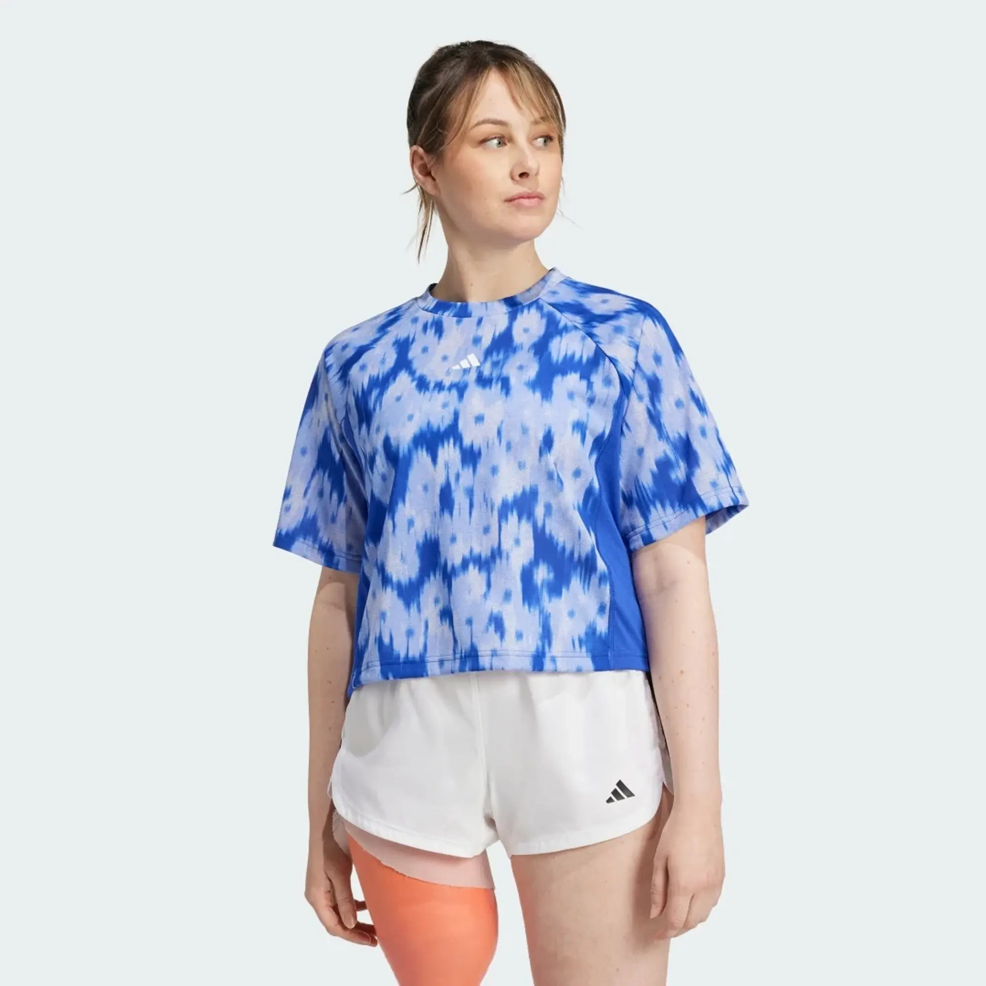 adidas Train Essentials Allover Print Flower Tie-Dye T-Shirt