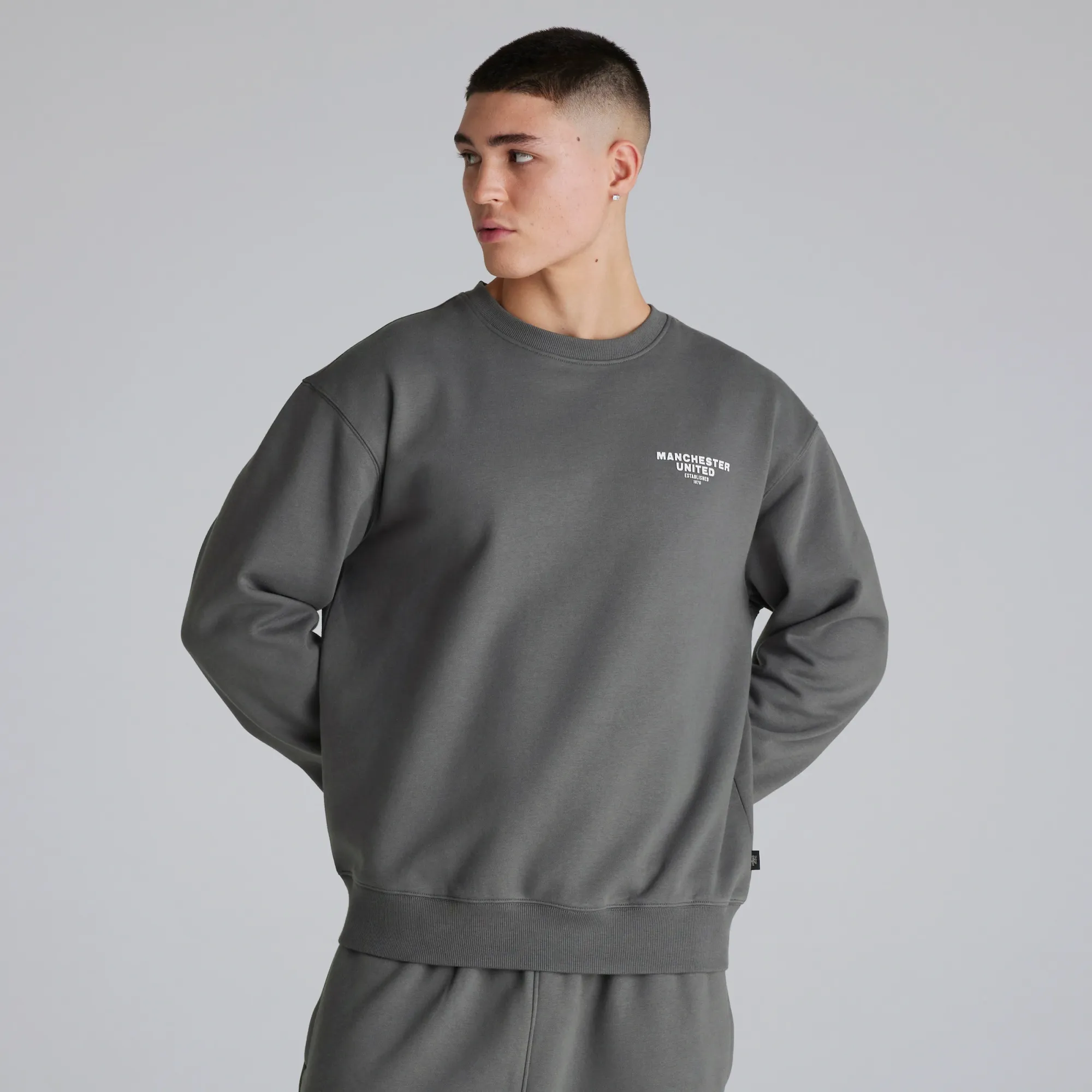 RAW Manchester United Mens Back Print Sweatshirt Slate