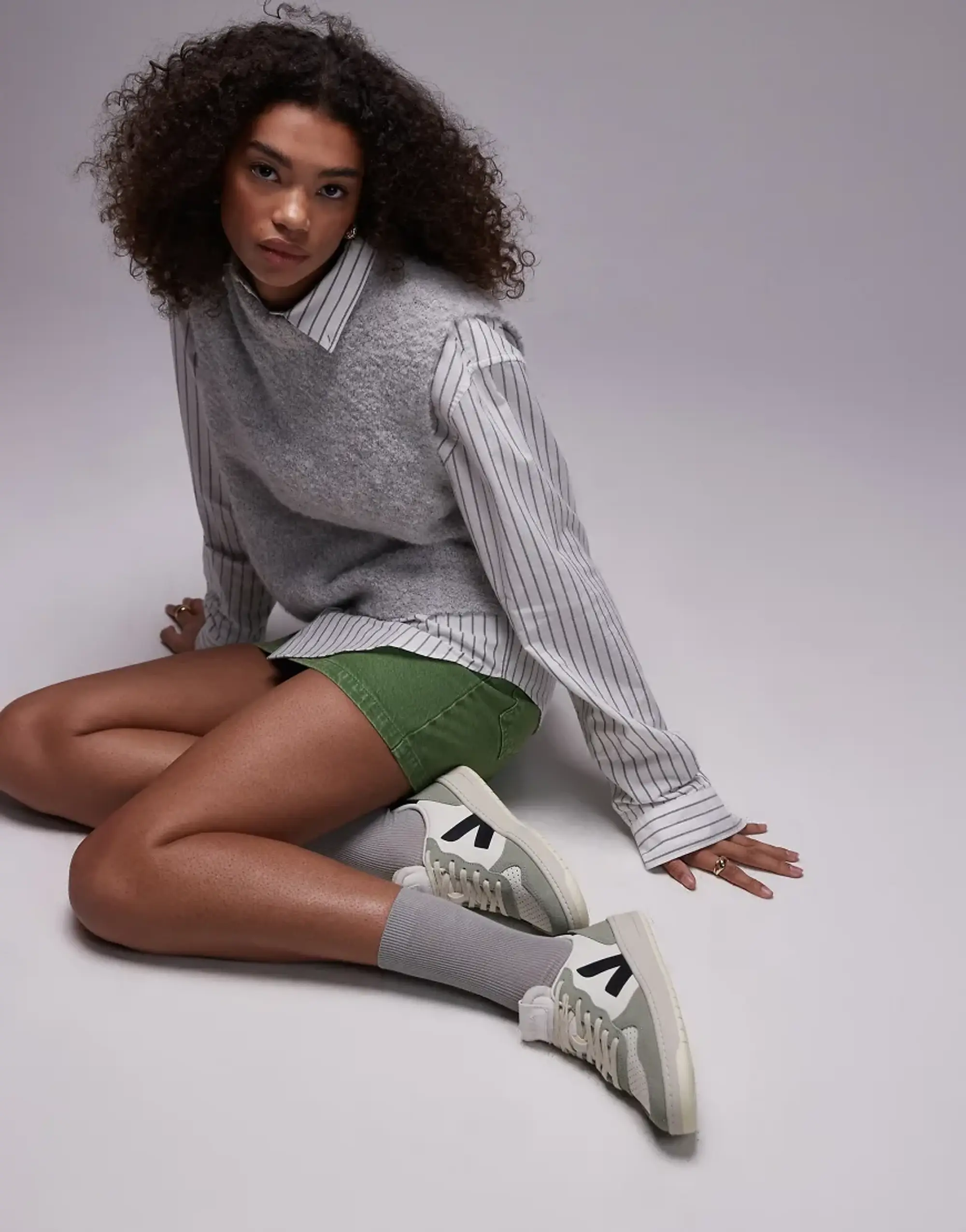VEJA V-10 Leather Trainers, Off White/Multi