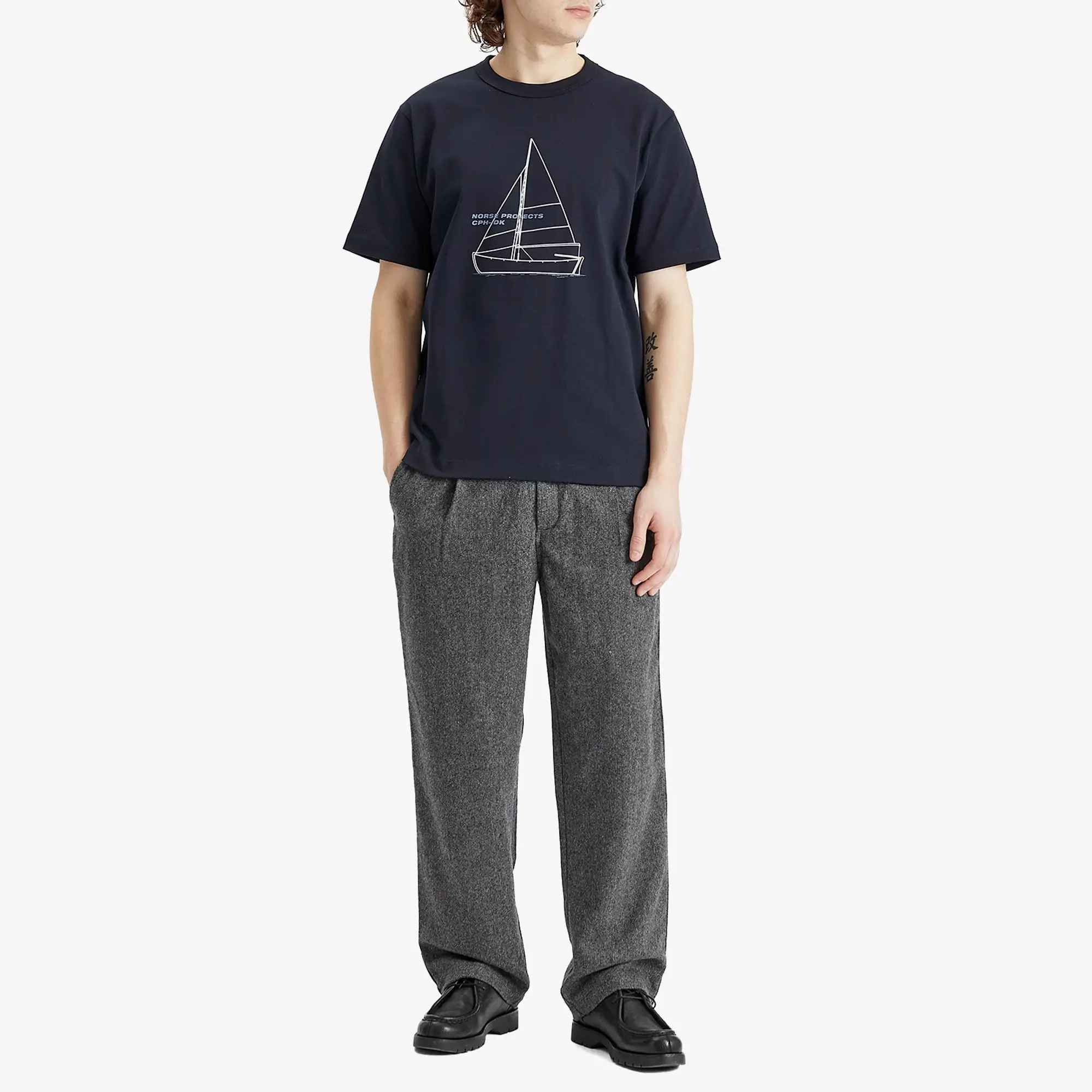 Norse Projects Men's Holger Boat Print T-Shirt Dark Navy