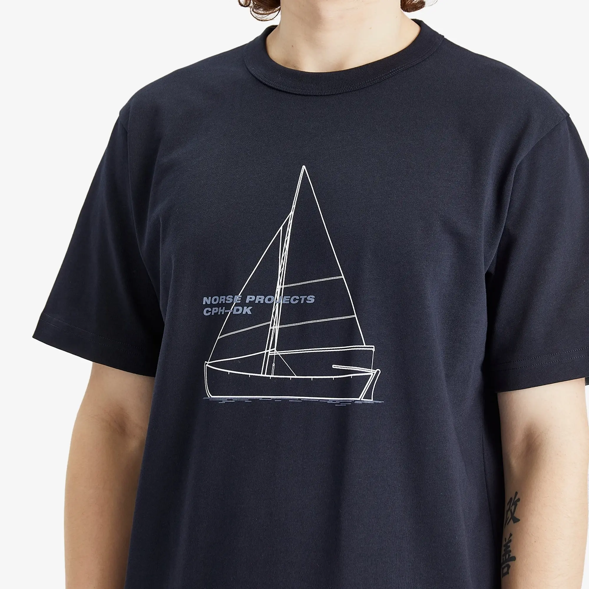 Norse Projects Men's Holger Boat Print T-Shirt Dark Navy