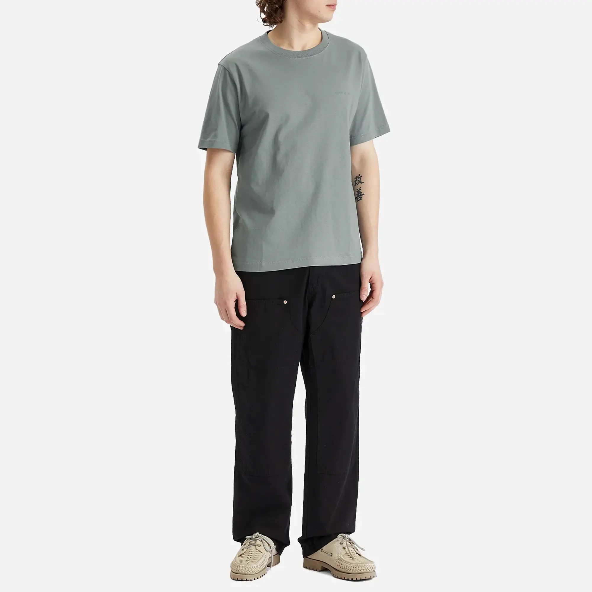 Norse Projects Men's Johannes Logo Print T-Shirt Greyish Blue