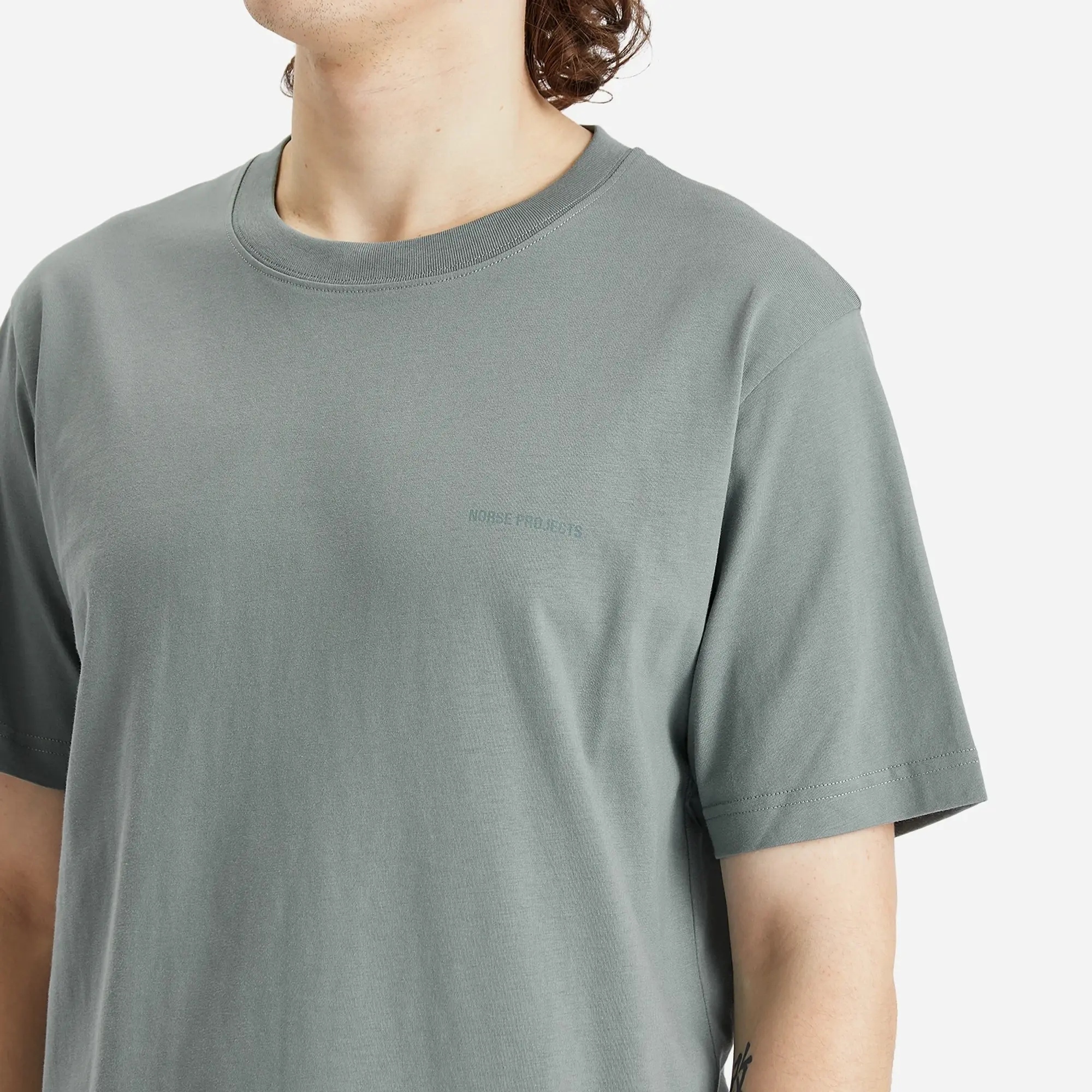 Norse Projects Men's Johannes Logo Print T-Shirt Greyish Blue