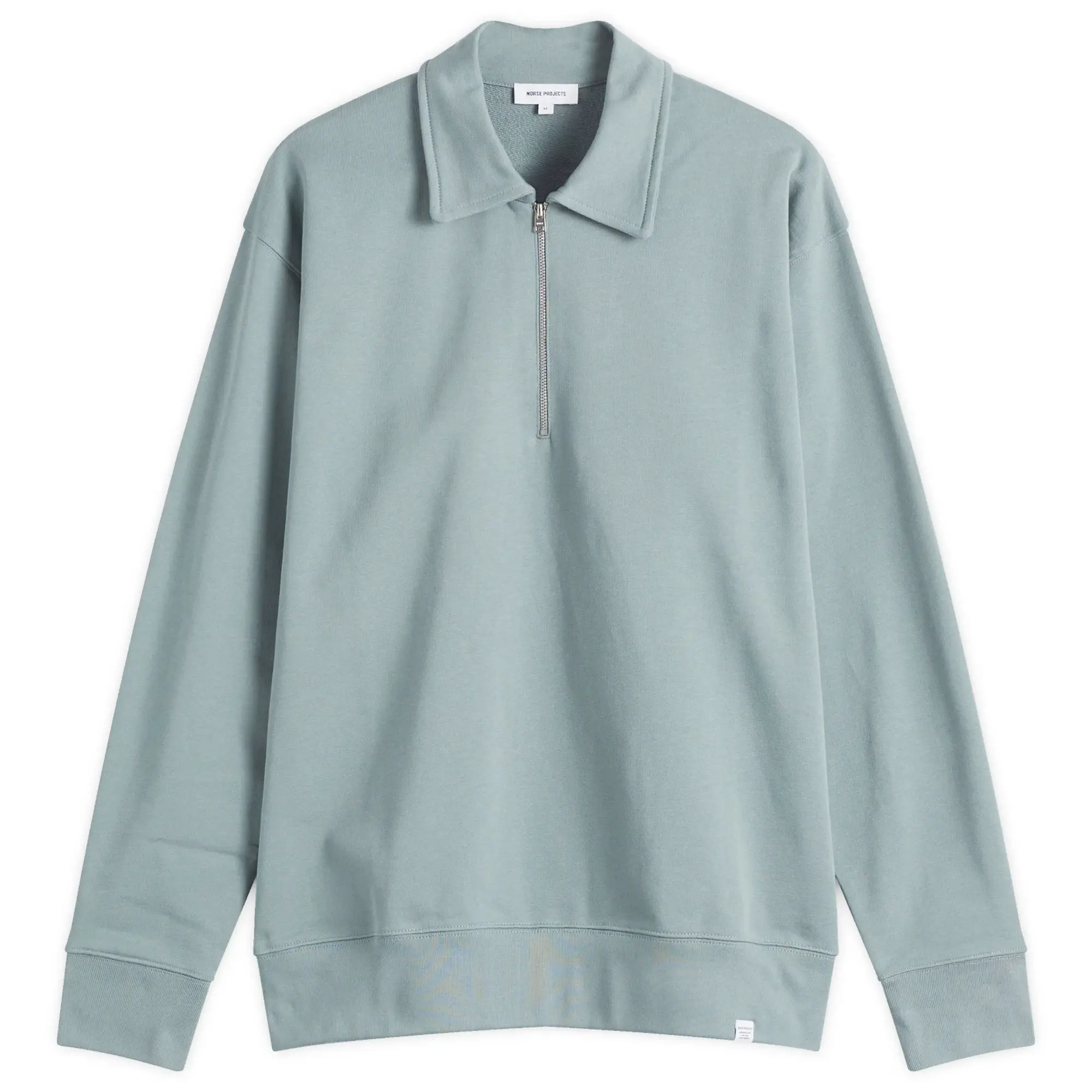 Norse Projects Men's Ketel Relaxed Logo Half Zip Sweatshirt Greyish Blue