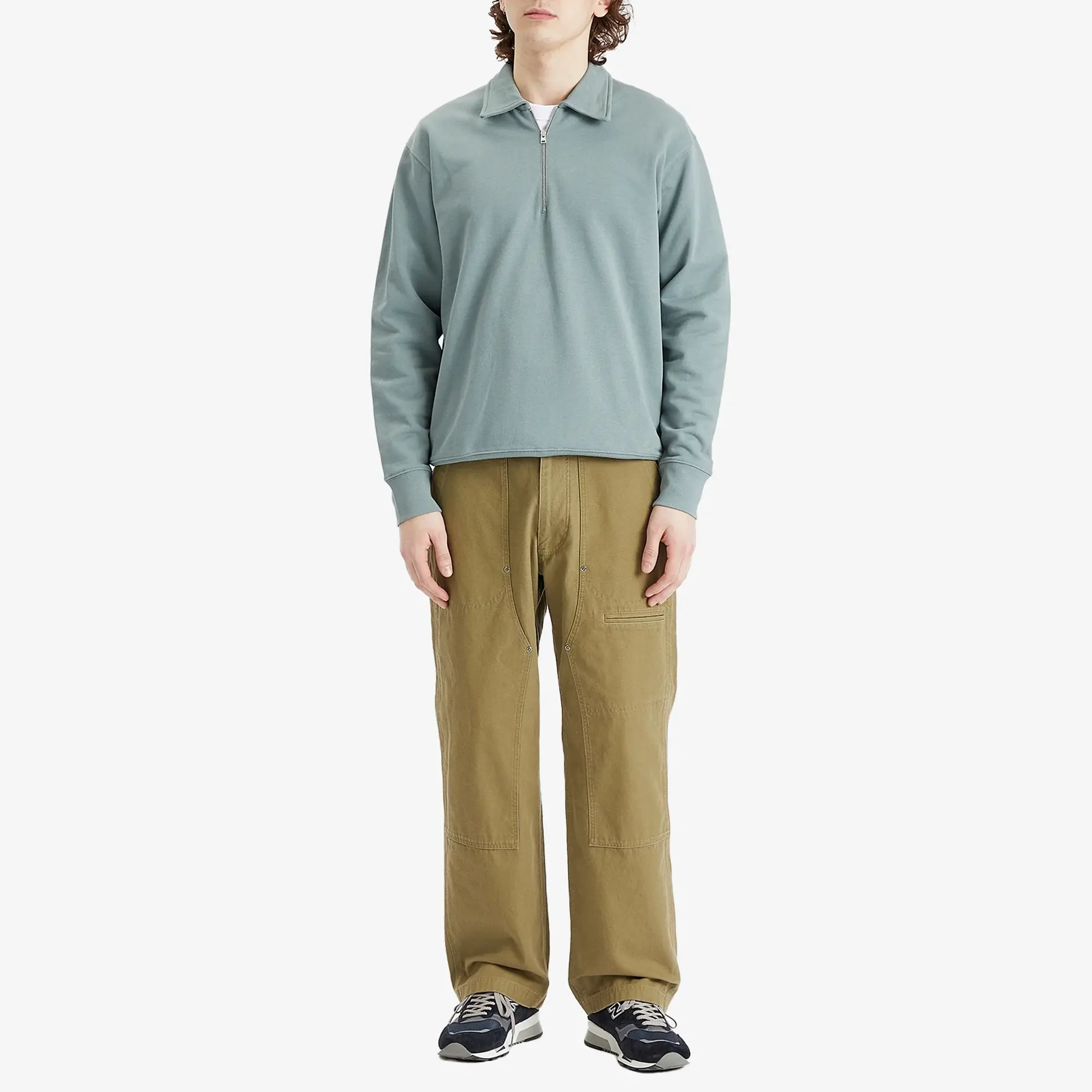 Norse Projects Men's Ketel Relaxed Logo Half Zip Sweatshirt Greyish Blue