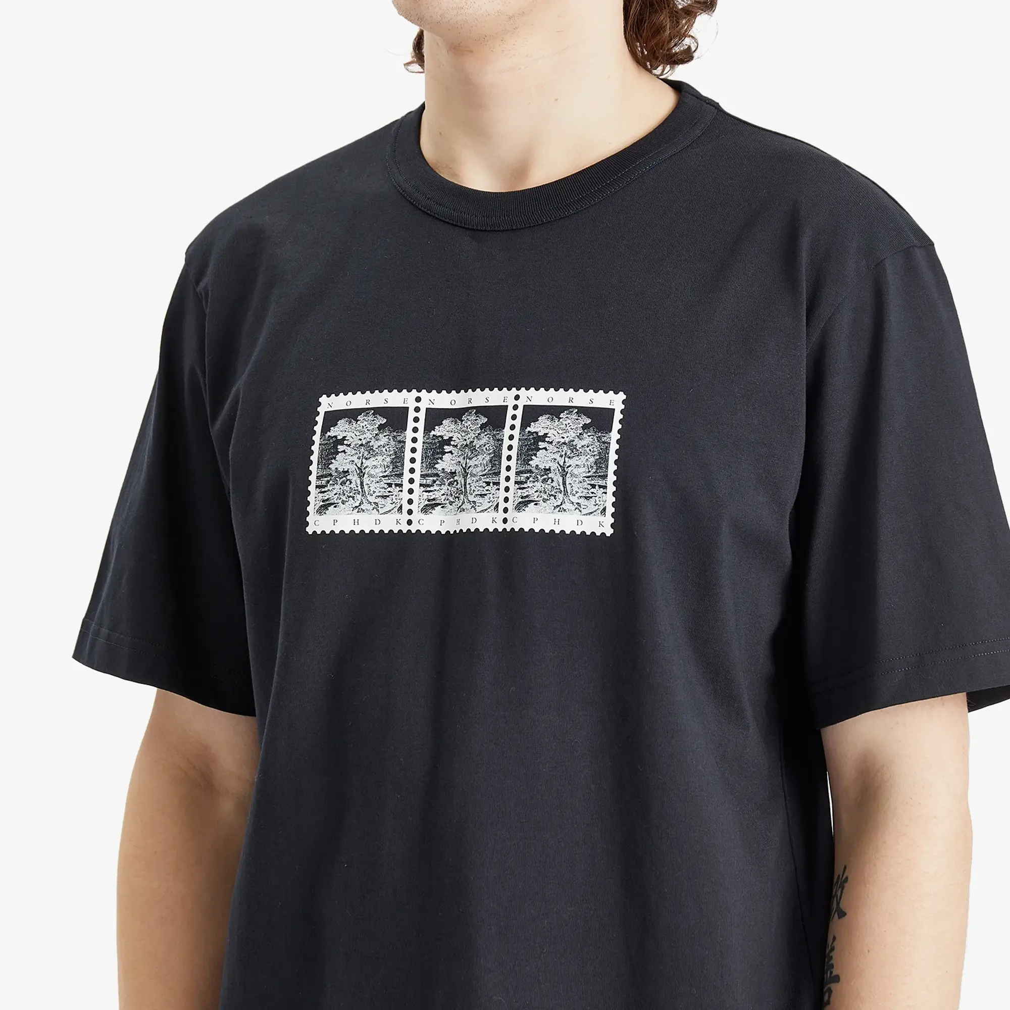 Norse Projects Men's Holger Post Stamp Print T-Shirt Dark Navy